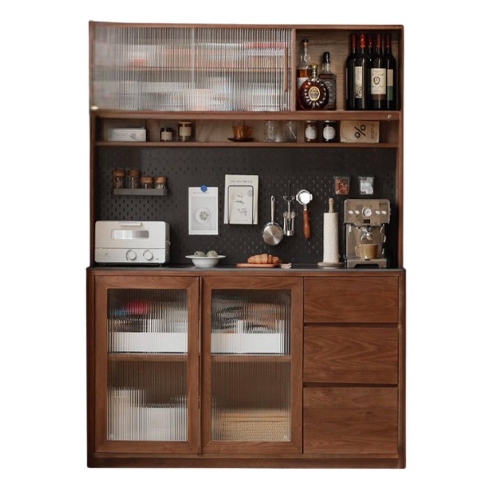 Black Walnut, Ash, Sandalwood Solid Wood Sideboard Hole Storage