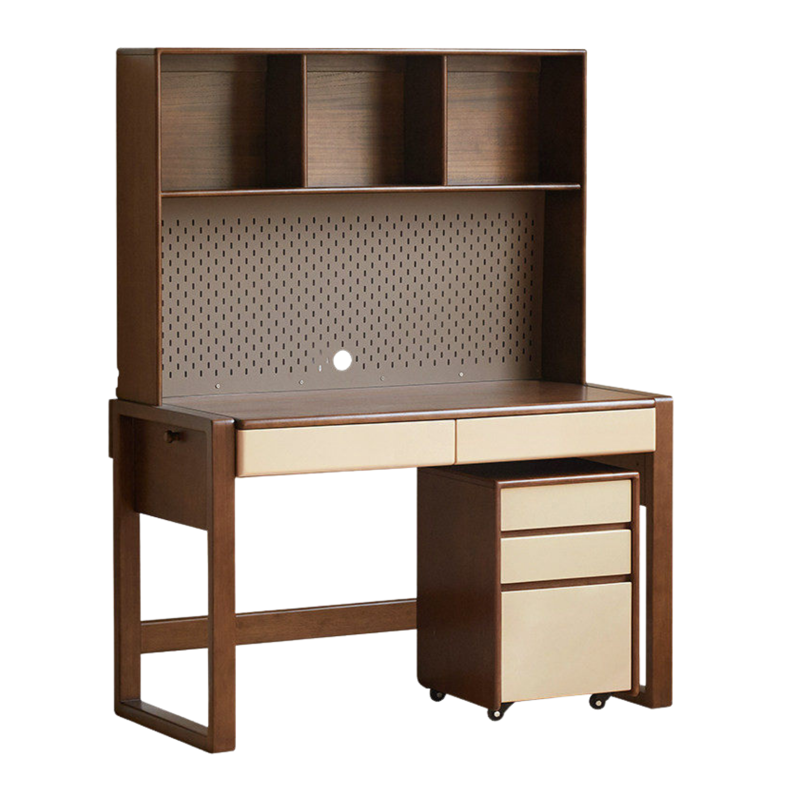 Solid Rubberwood Children's Desk With Bookshelf