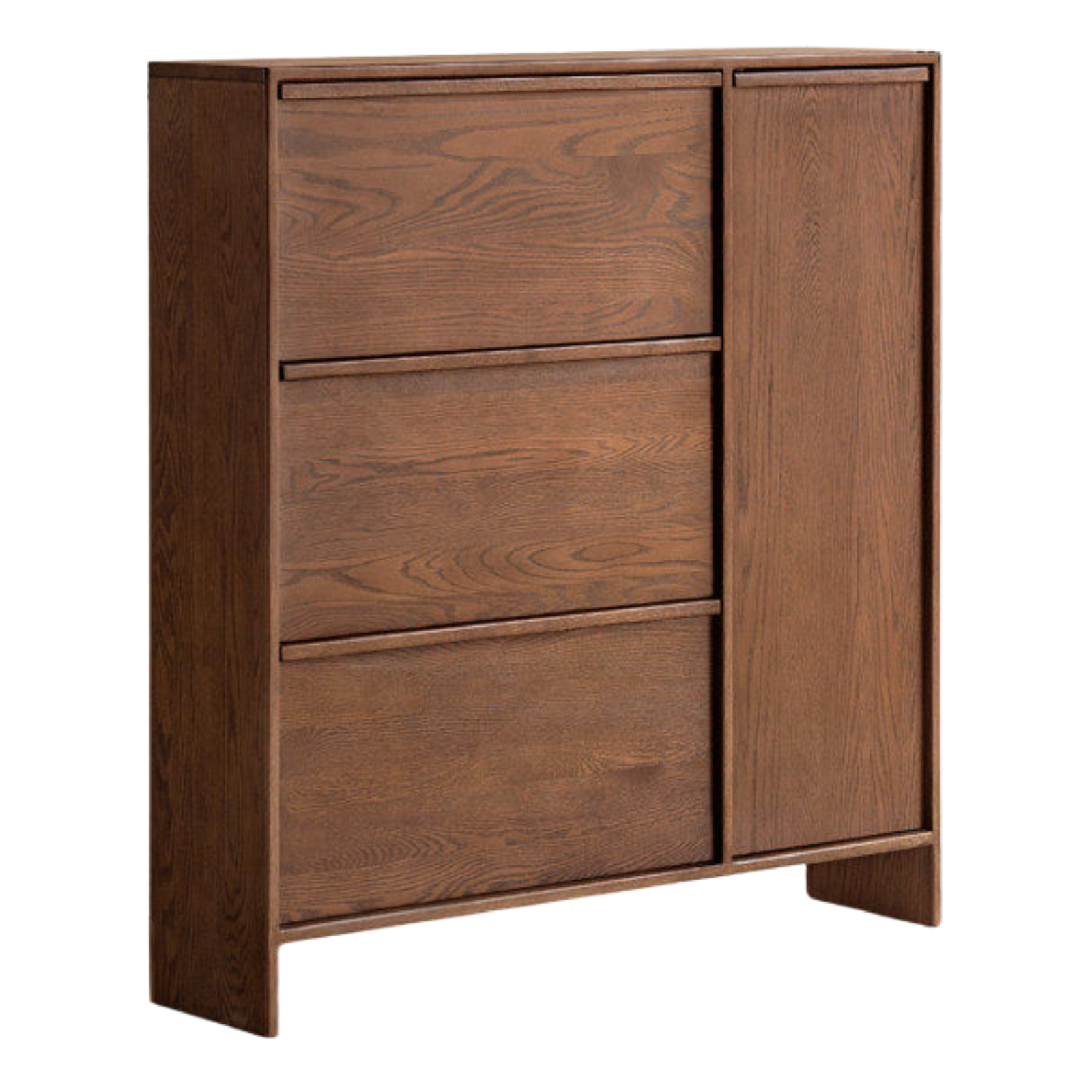 Oak Solid Wood Shoe Cabinet with Wabi-Sabi Style Storage Design