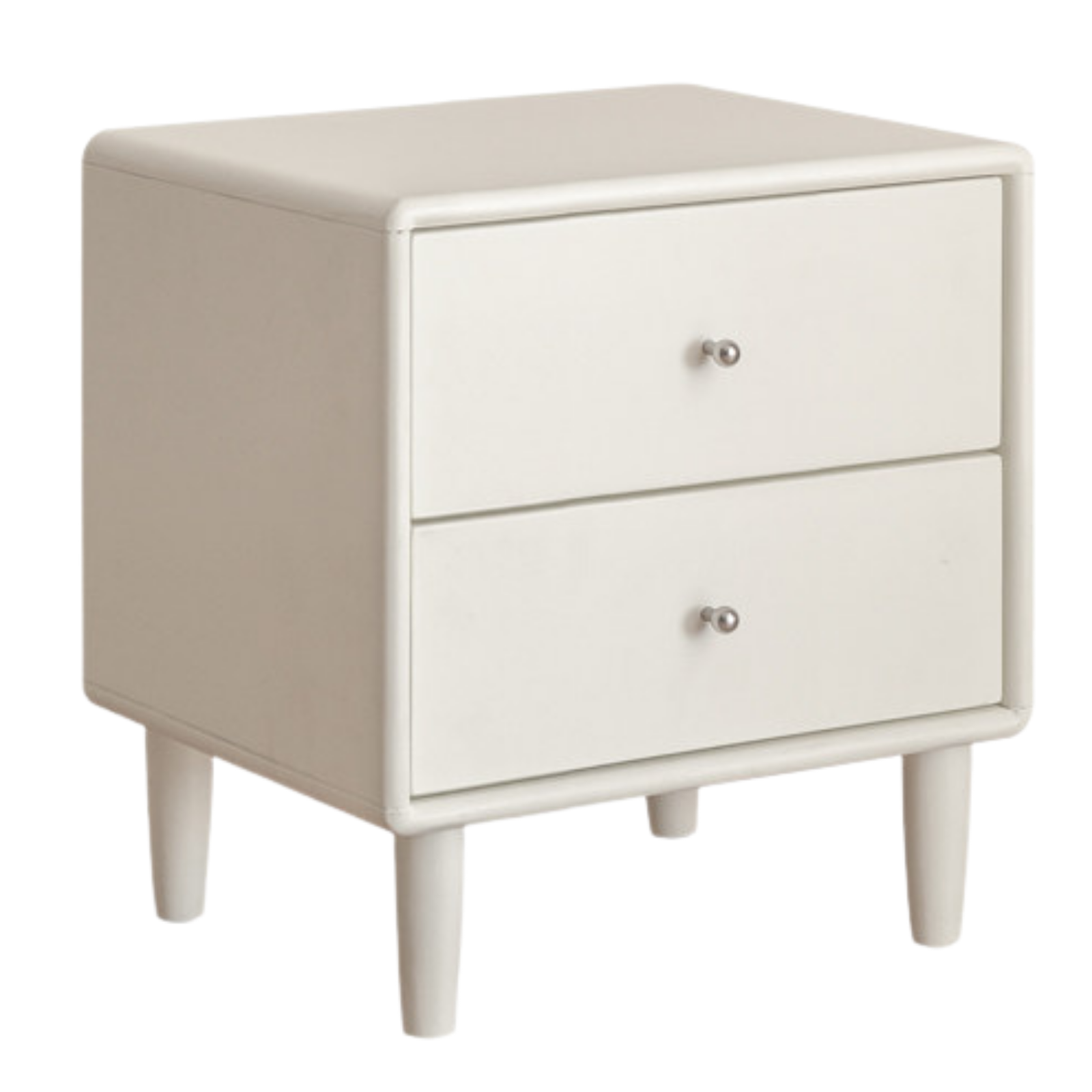 Solid RubberWood White Cream Style Nightstand
