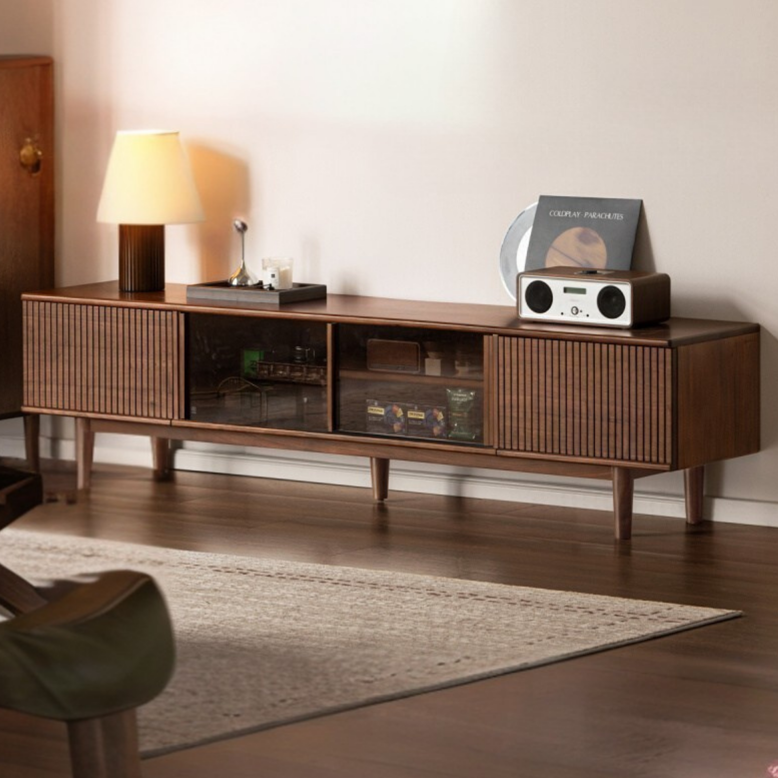 Black Walnut Solid Wood Modern TV Cabinet