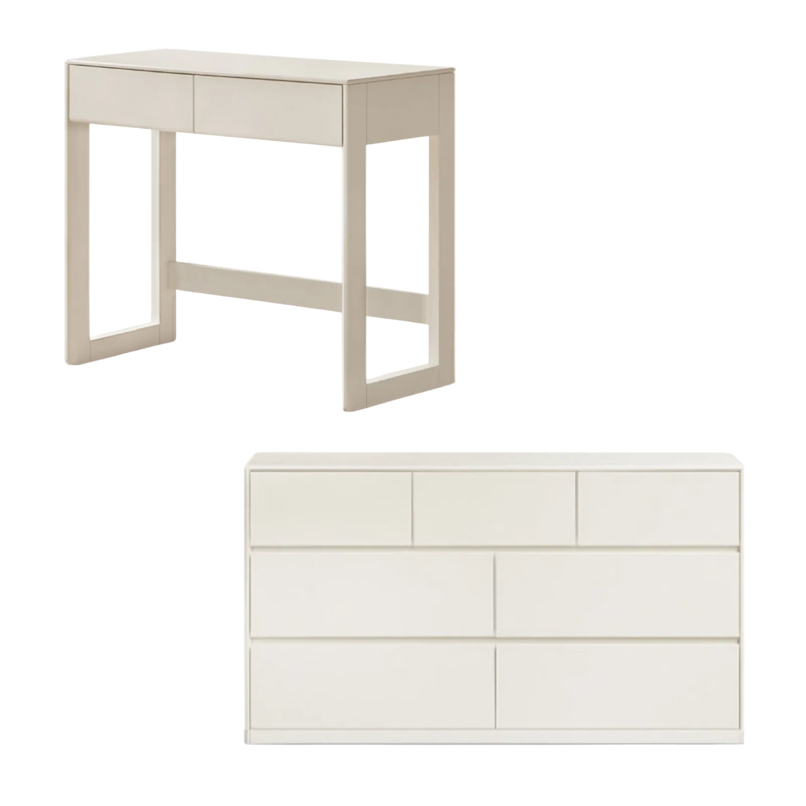 Solid Rubberwood White Cream Wind Vanity Table