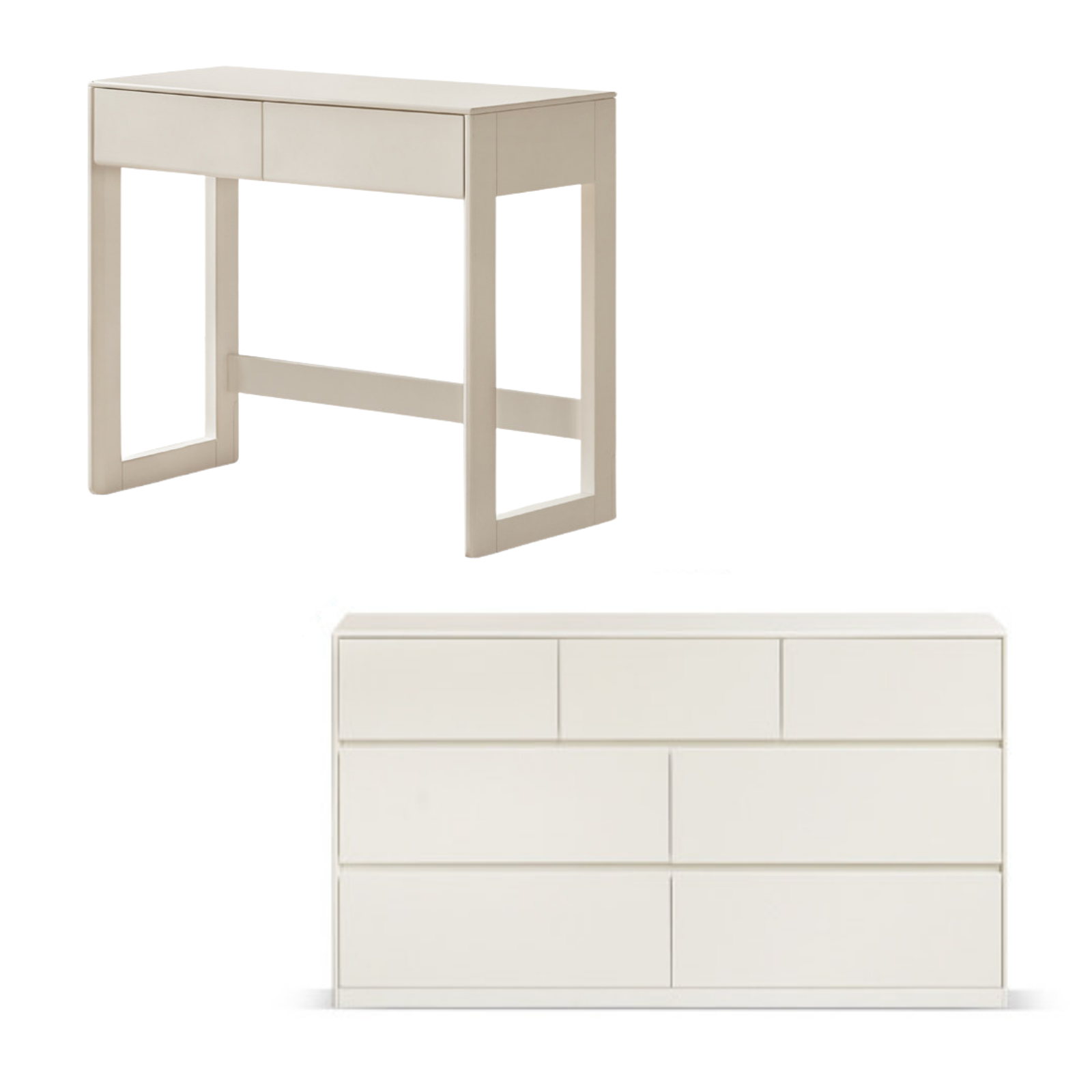 Solid Rubberwood White Cream Wind Vanity Table