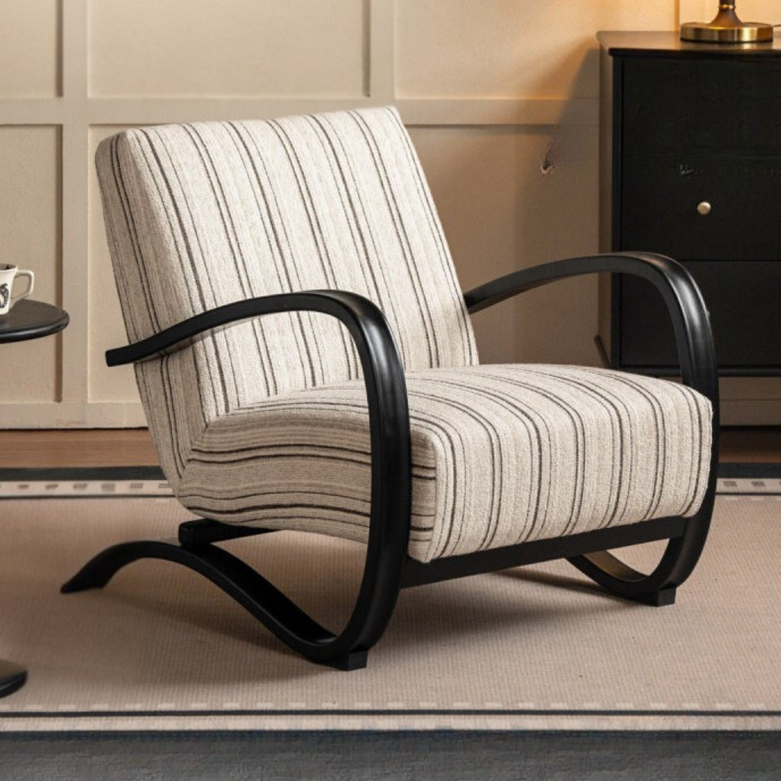 Ash Solid Wood Mid-Century Modern Rocking Accent Chair with Bentwood Frame