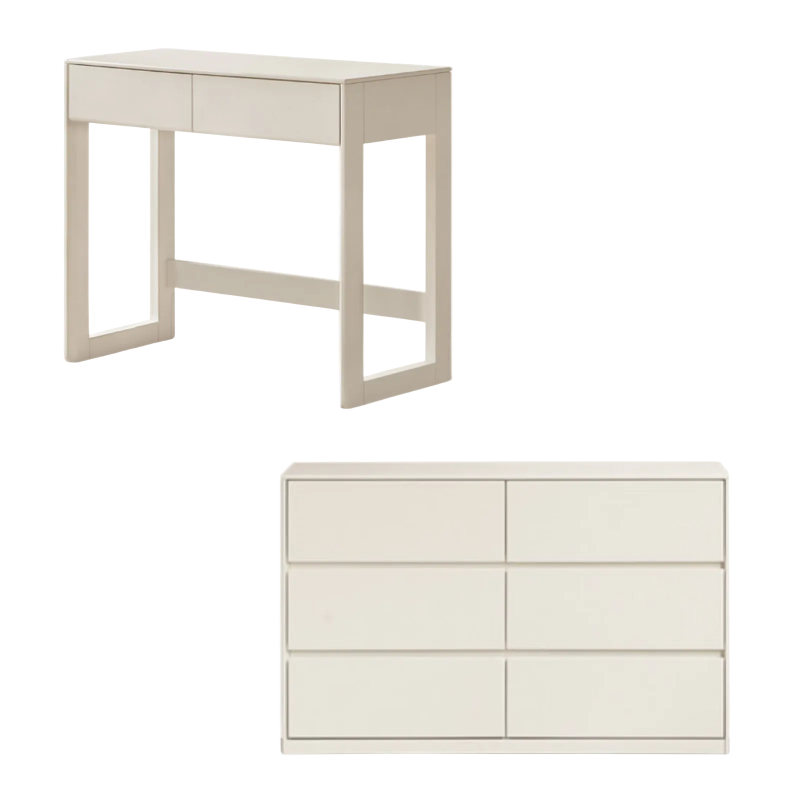 Solid Rubberwood White Cream Wind Vanity Table