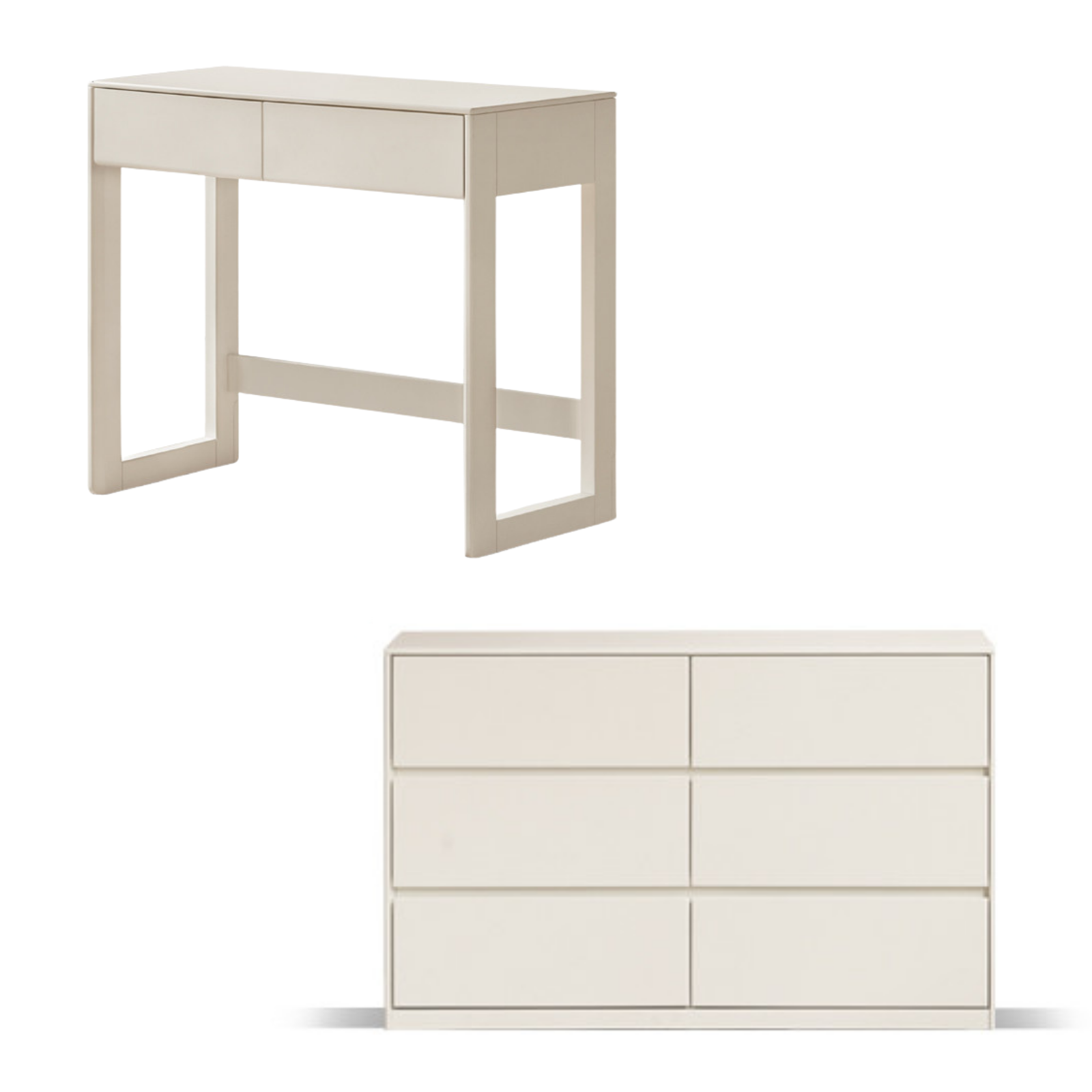 Solid Rubberwood White Cream Wind Vanity Table