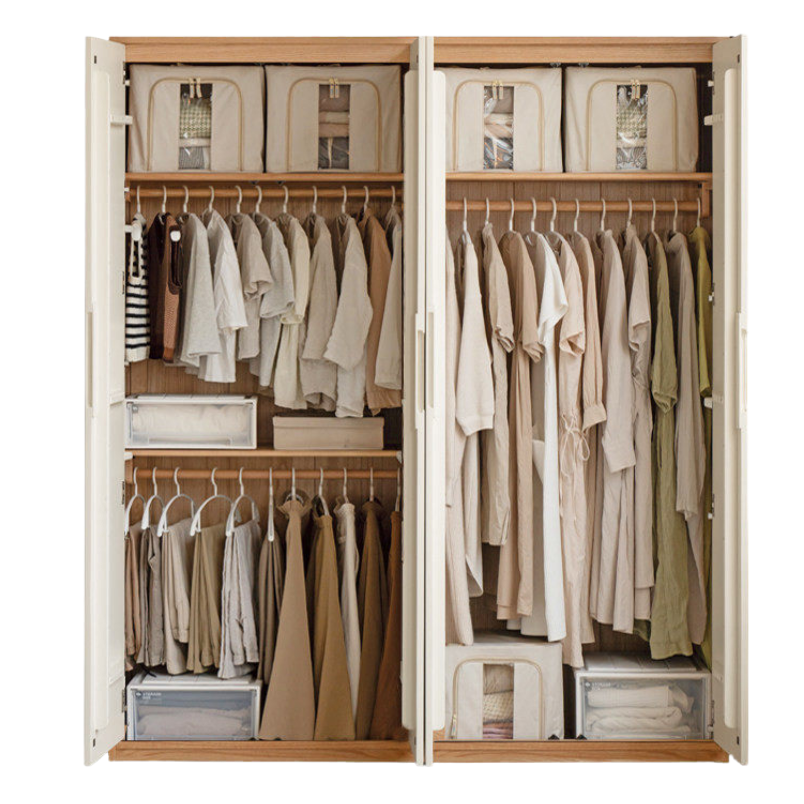 Oak Solid Wood Wardrobe Floor Combination Cabinet.