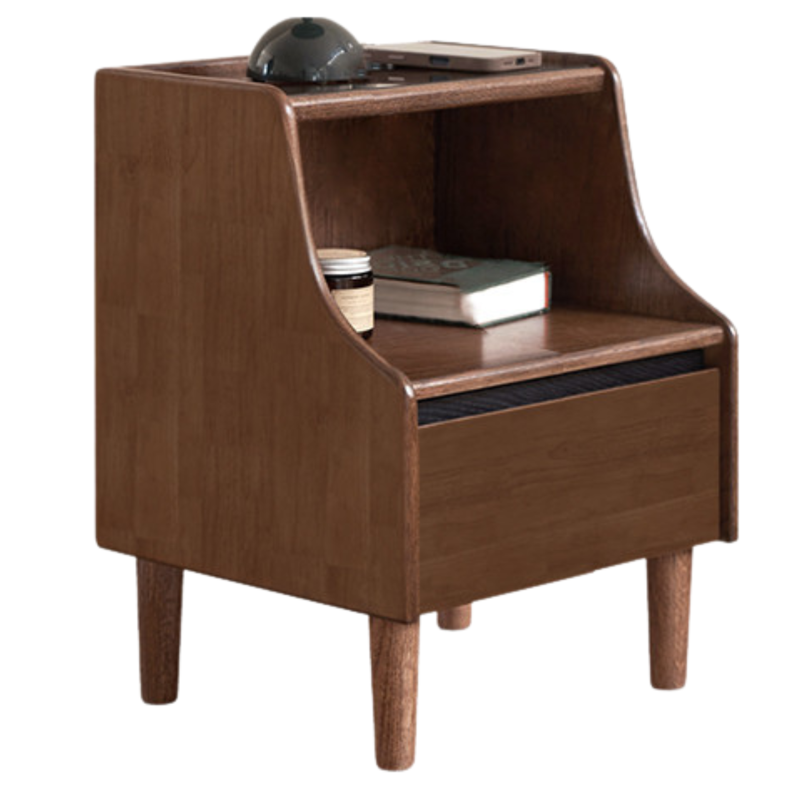 Solid Rubberwood, Oak Solid Wood Nightstand