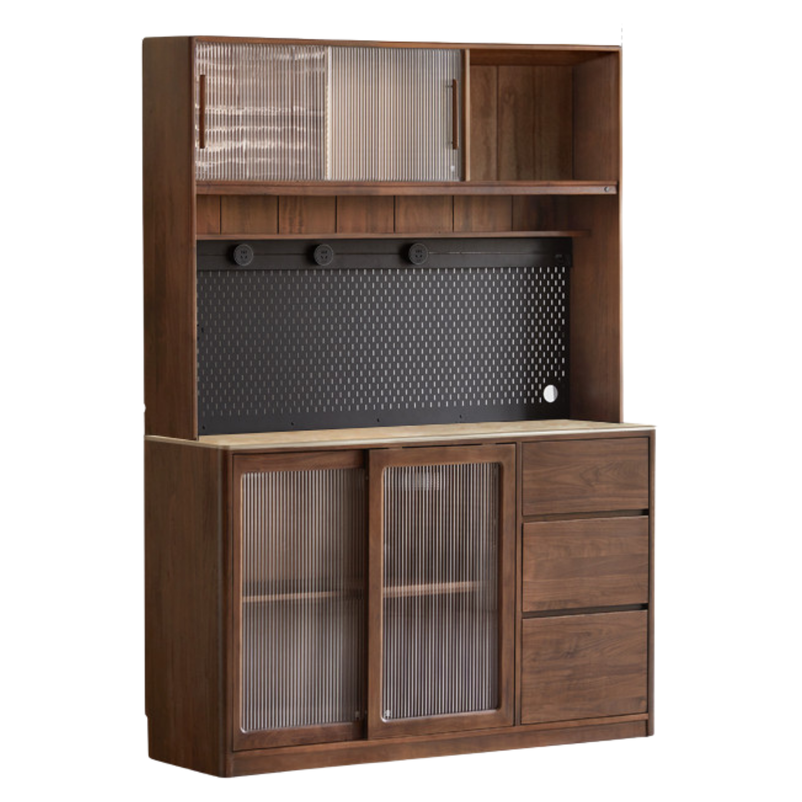 Black Walnut, Ash, Sandalwood Solid Wood Sideboard Hole Storage