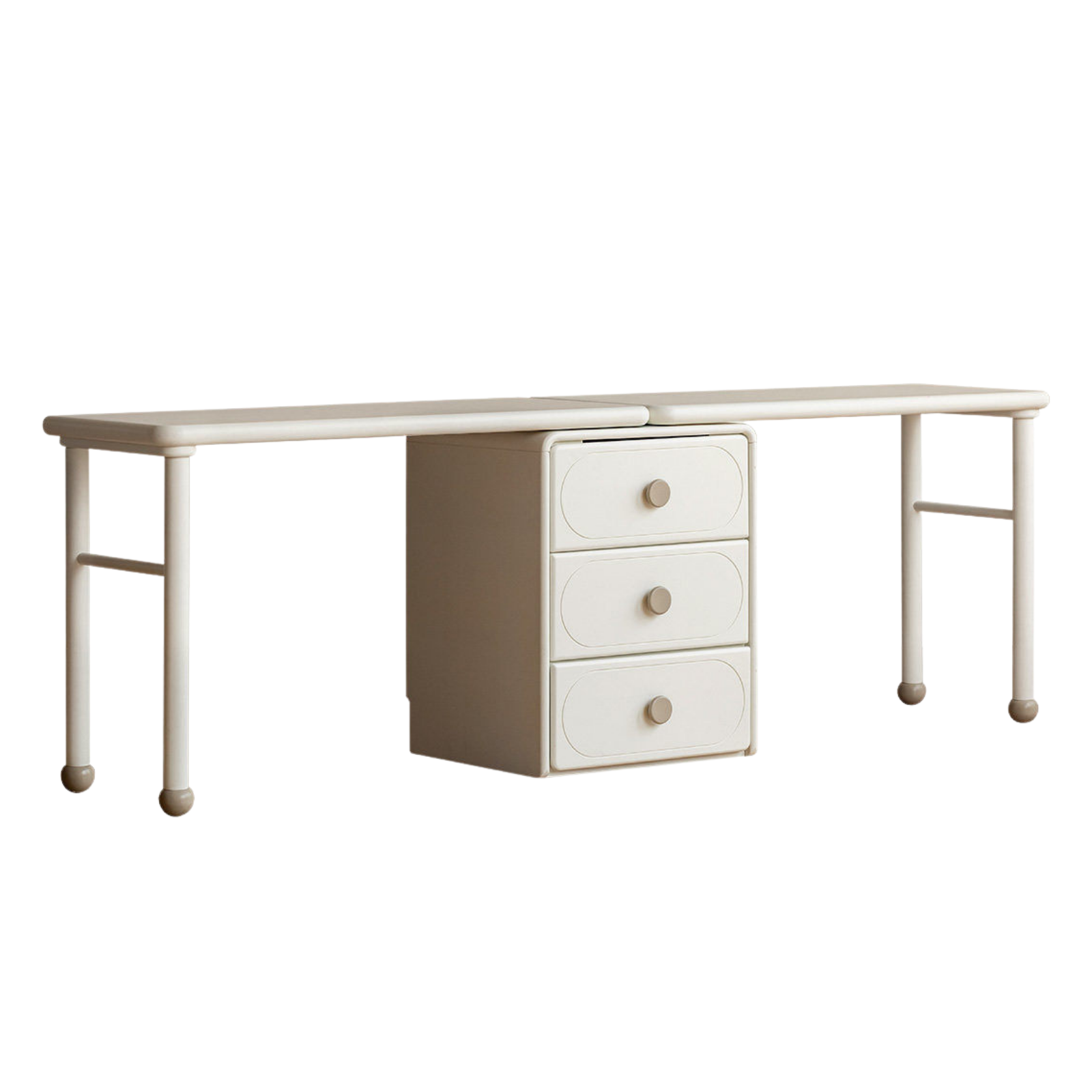 Poplar, Rubber Solid Wood Cream Style Retractable Kids Double Desk