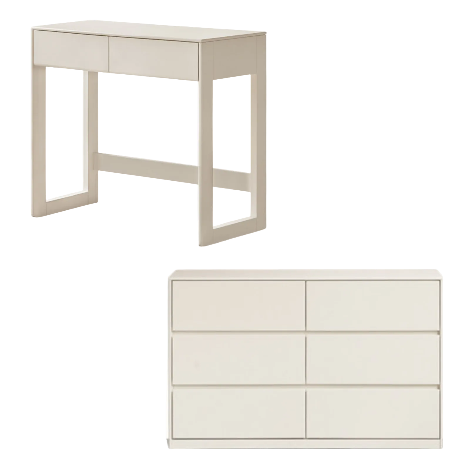 Solid Rubberwood White Cream Wind Vanity Table