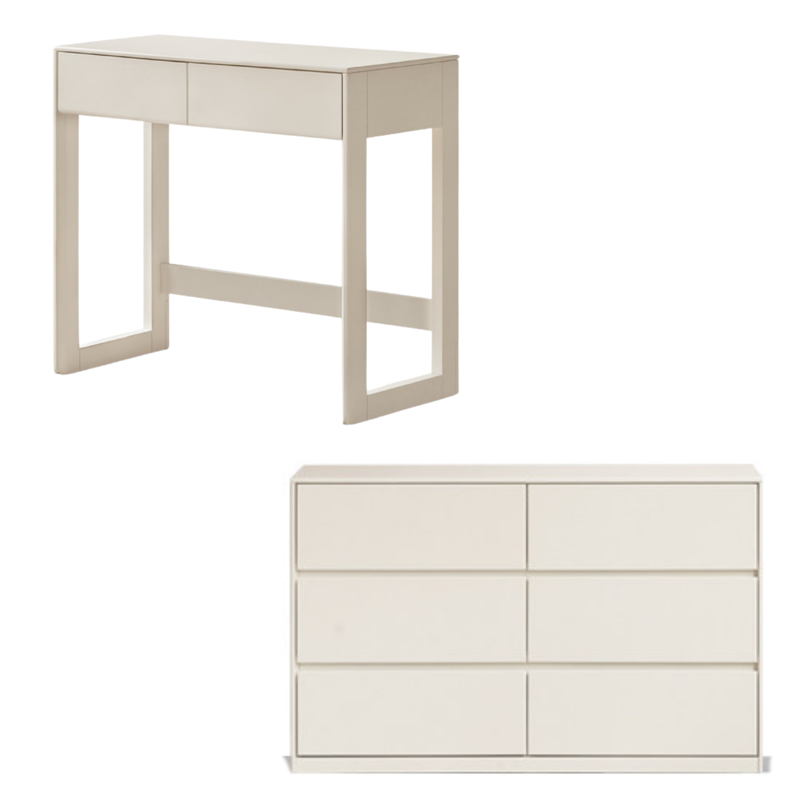 Solid Rubberwood White Cream Wind Vanity Table