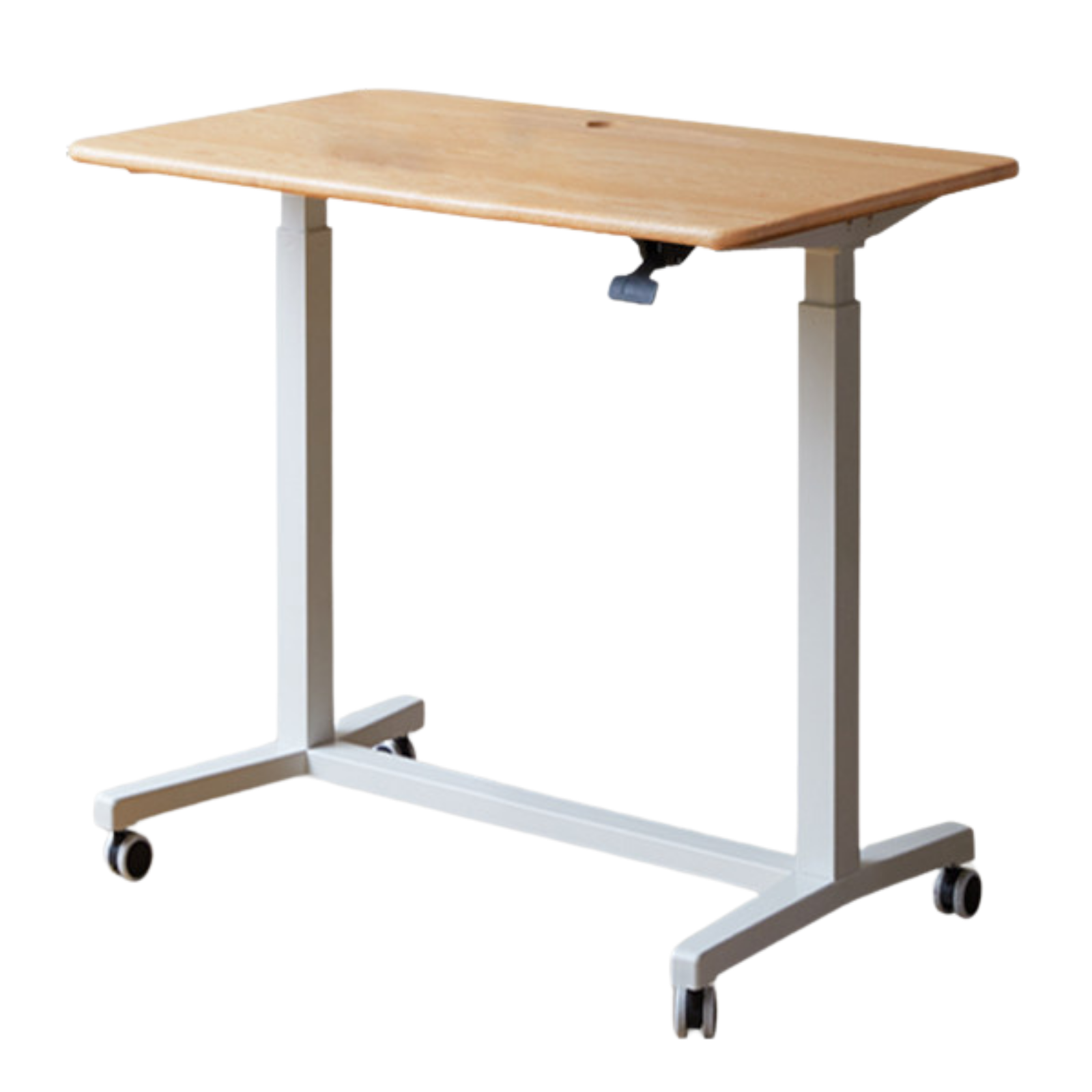 Oak, Solid Rubberwood Standing Mobile Office Desk