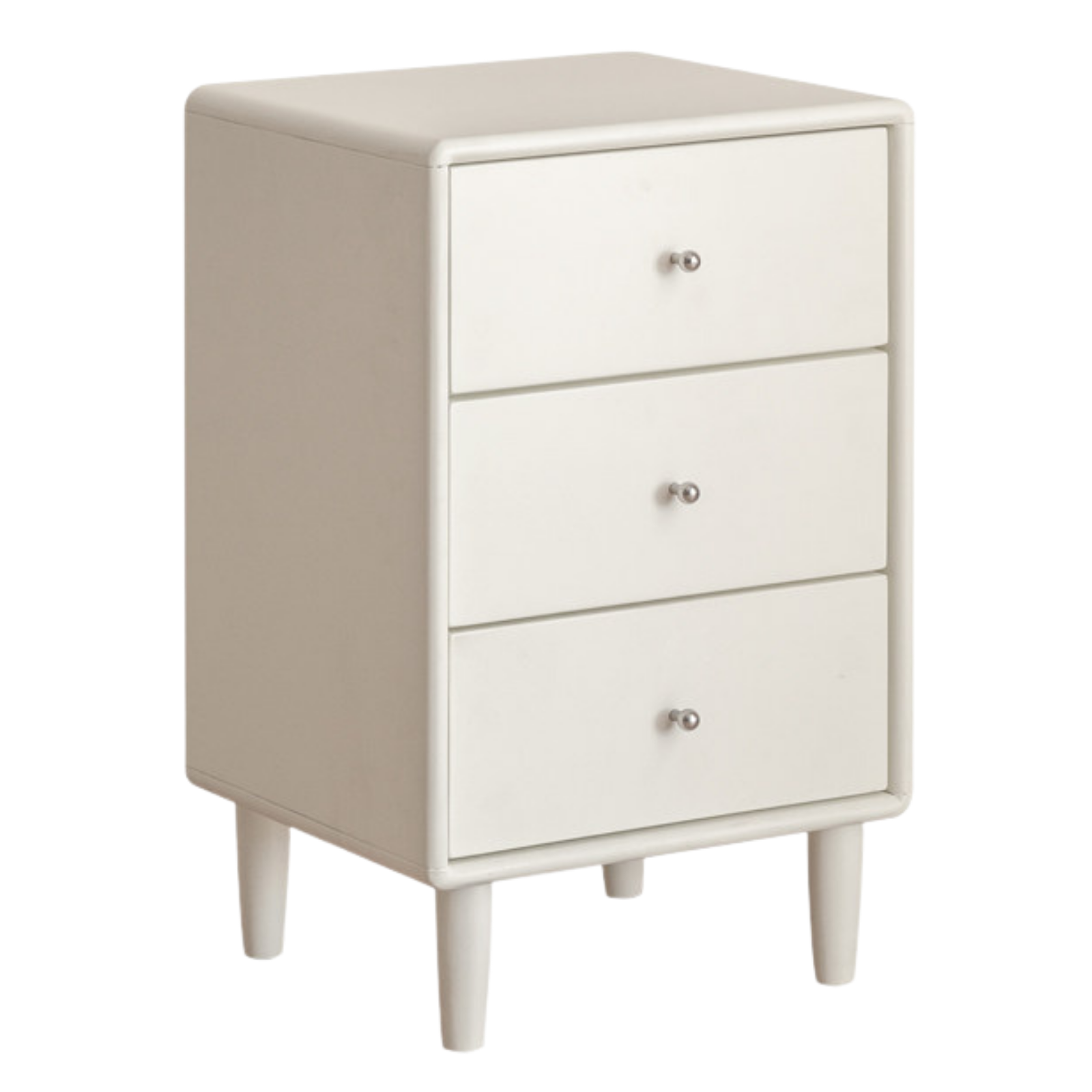 Solid RubberWood White Cream Style Nightstand