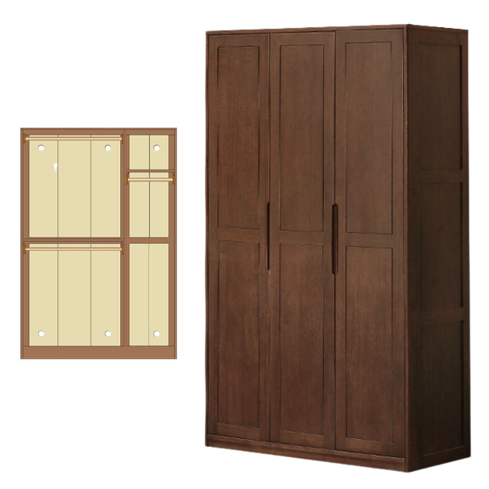 Black Walnut, Merbau Solid Wood Wardrobe.