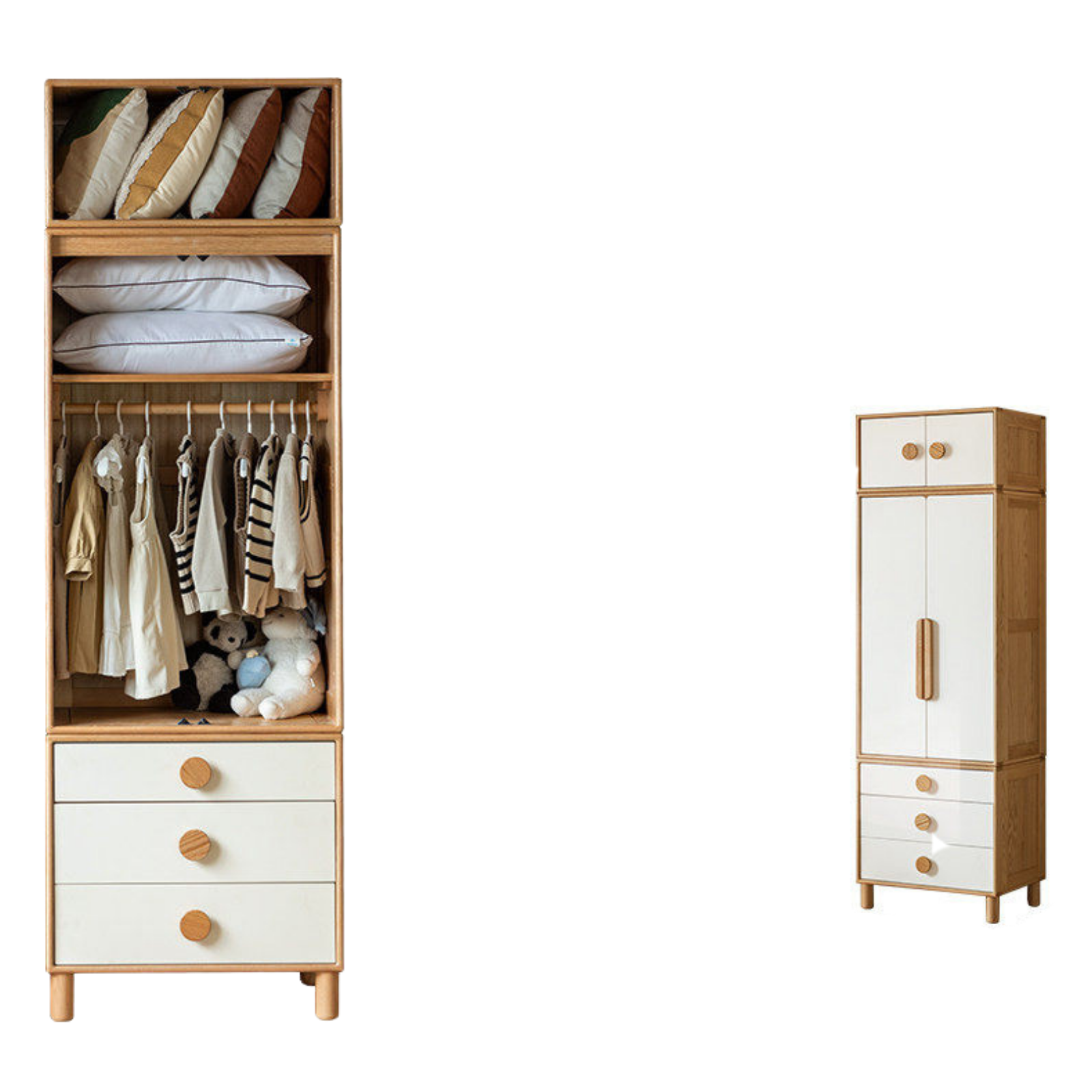 Oak Solid Wood Kids Wardrobe