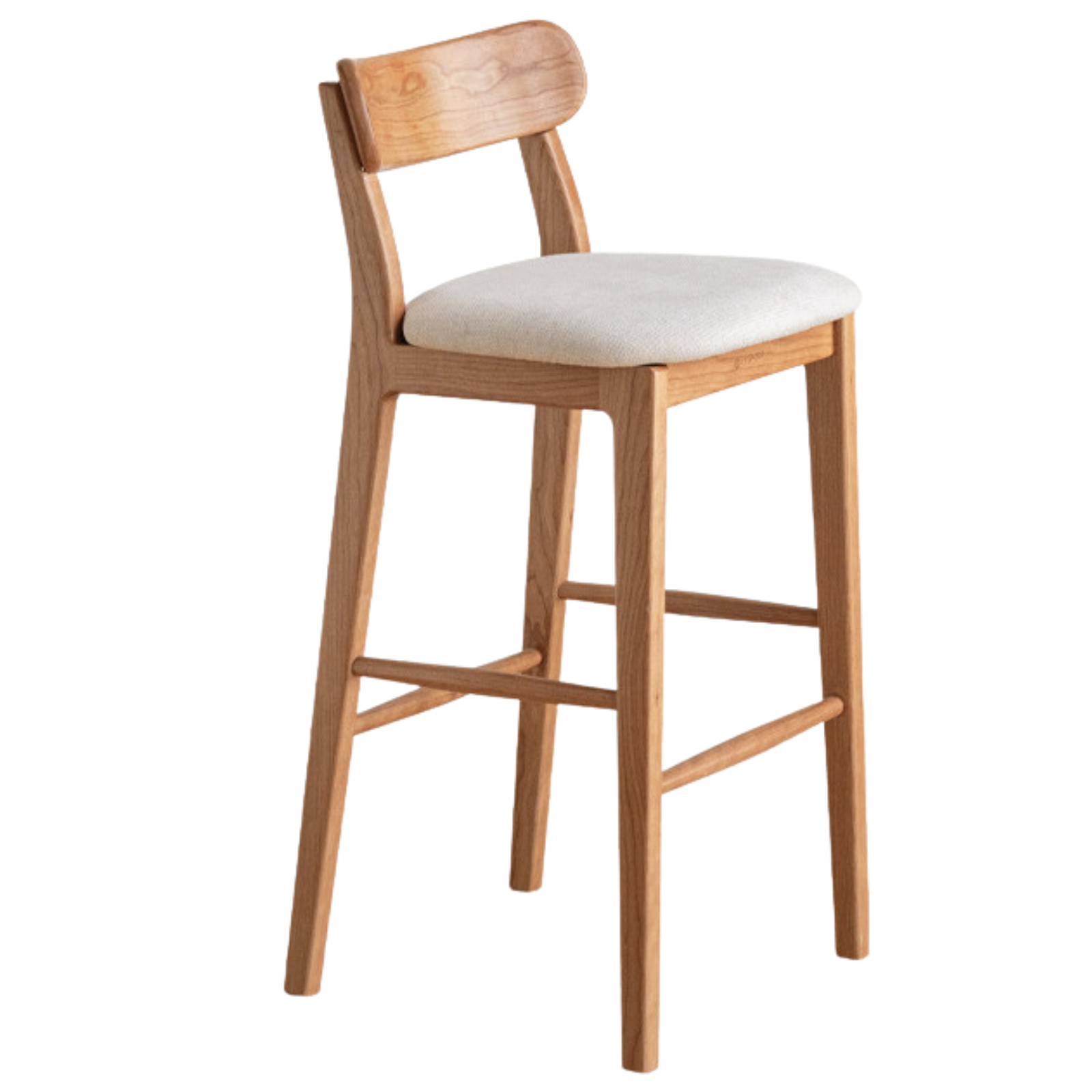 Set 3 pcs Cherry, Ash Solid Wood Modern Bar Stool, Height Chair for Kitchen Island