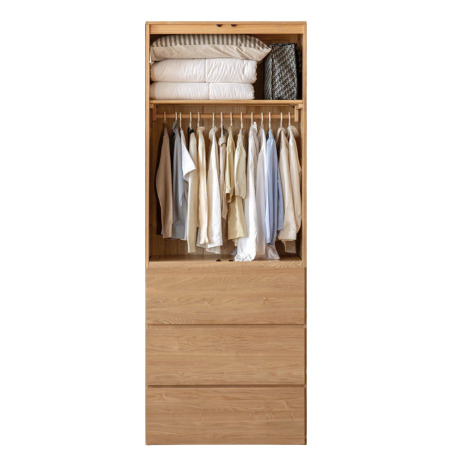 Ash Solid Wood Open Door Storage Cabinet