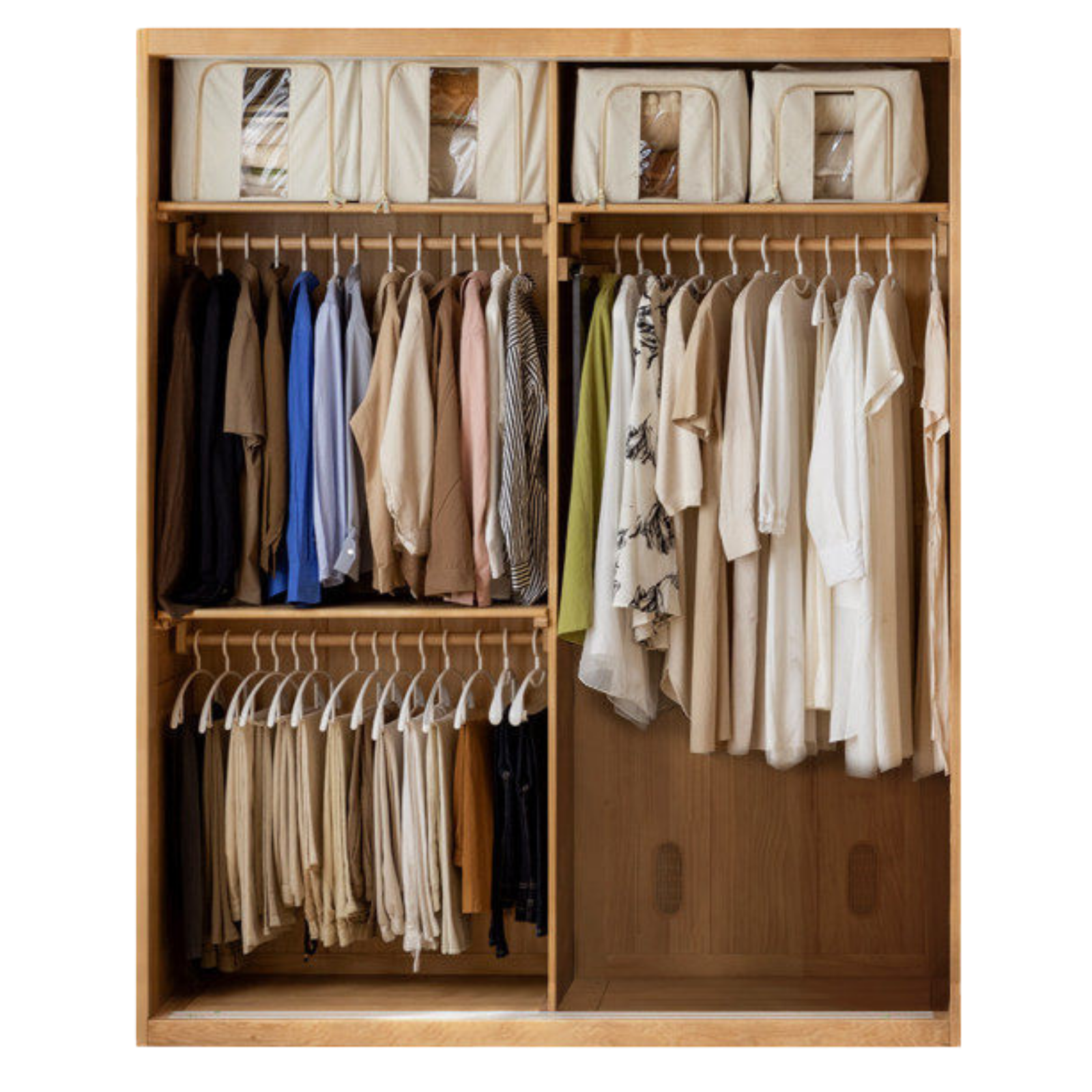 Ash Solid Wood Modern Wardrobe With Sliding Doors