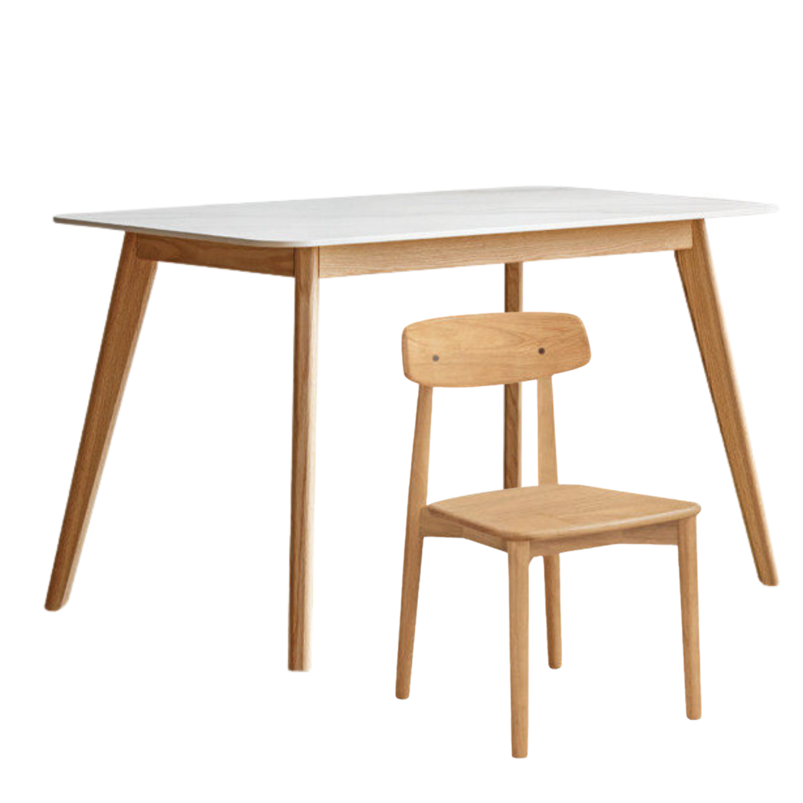 Oak Solid Wood, Solid RubberWood Rock Modern Dining Table