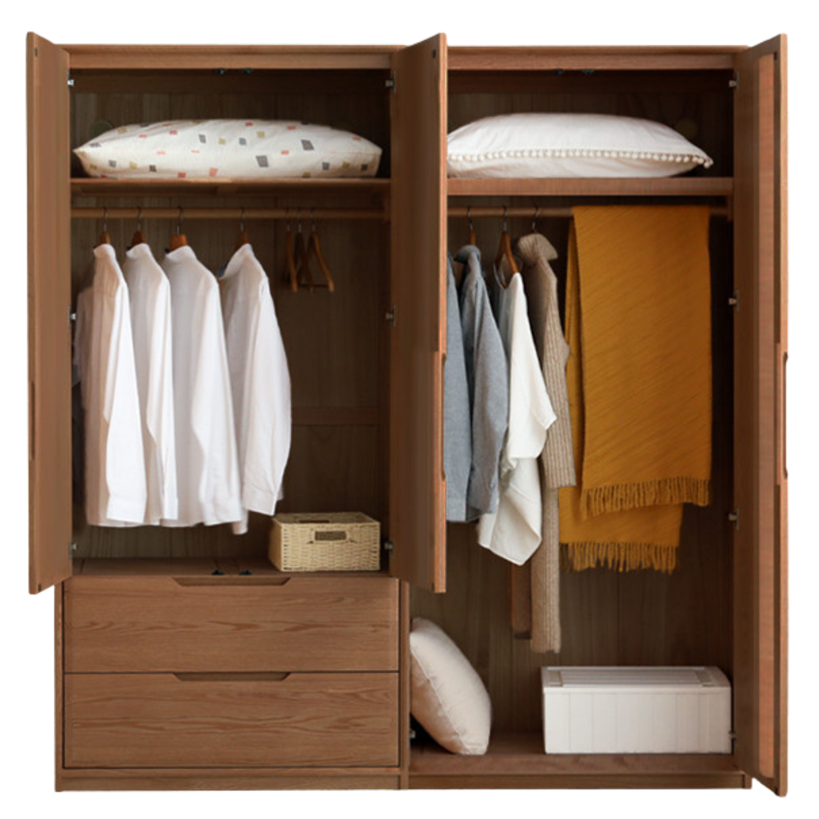 Oak, Ash Solid Wood Scandinavian Wardrobe.