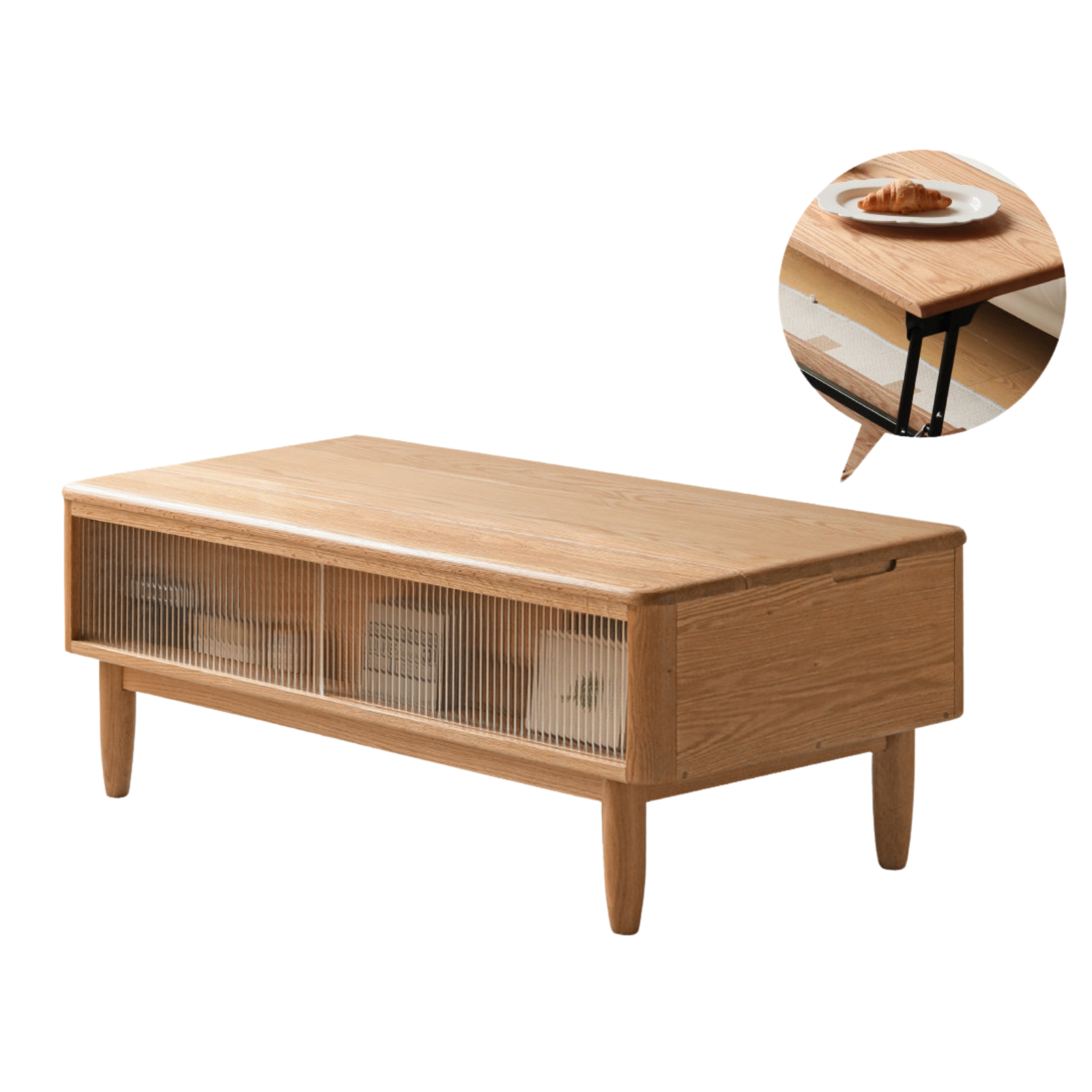 Oak Solid Wood Lift Top Coffee Table