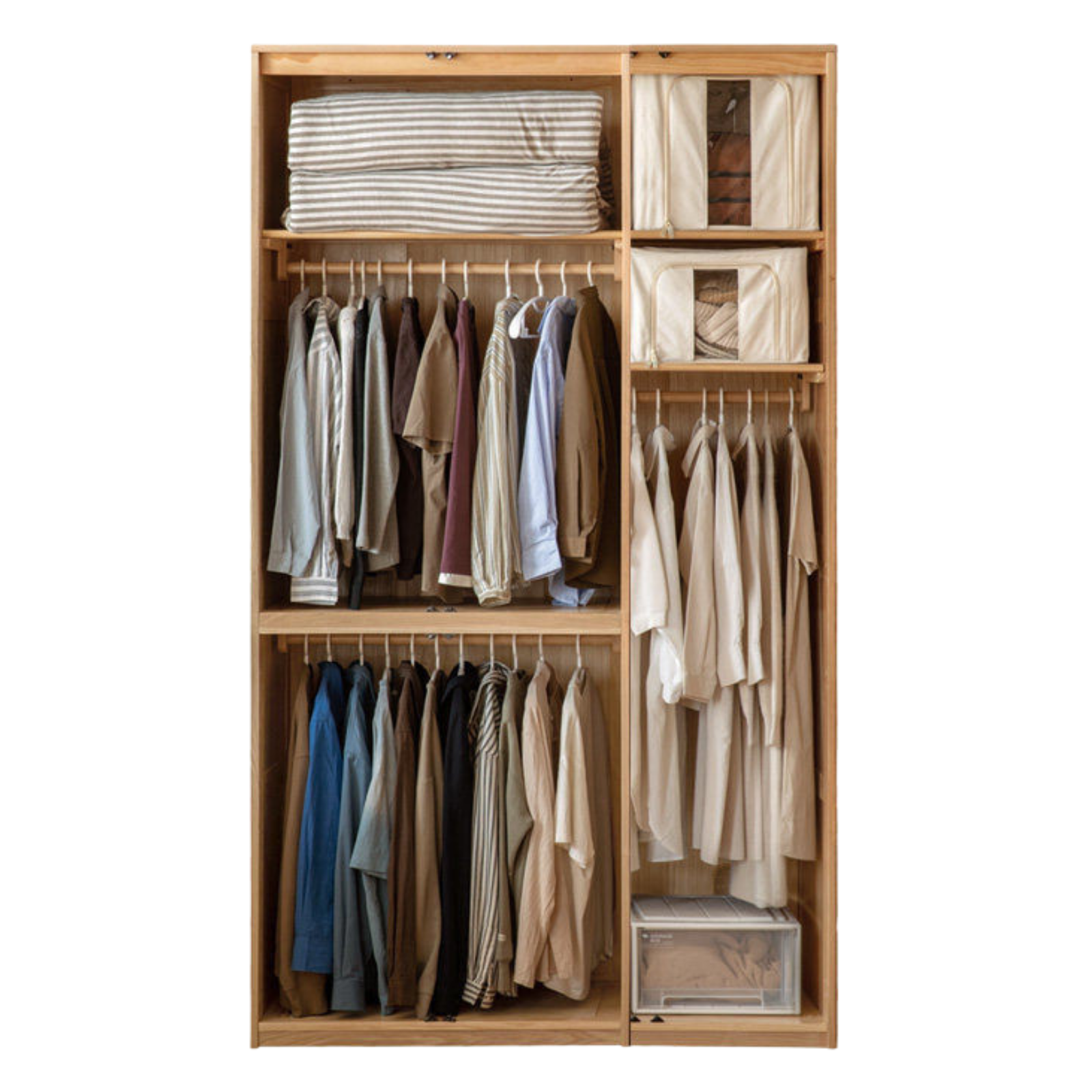 Ash Solid Wood Open Door Storage Cabinet