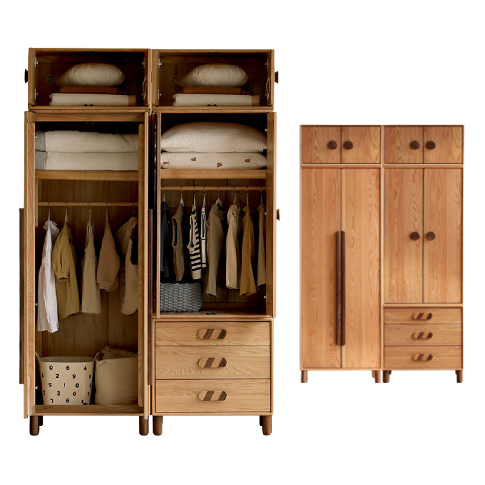 Oak Solid Wood Kids Wardrobe Free Combination