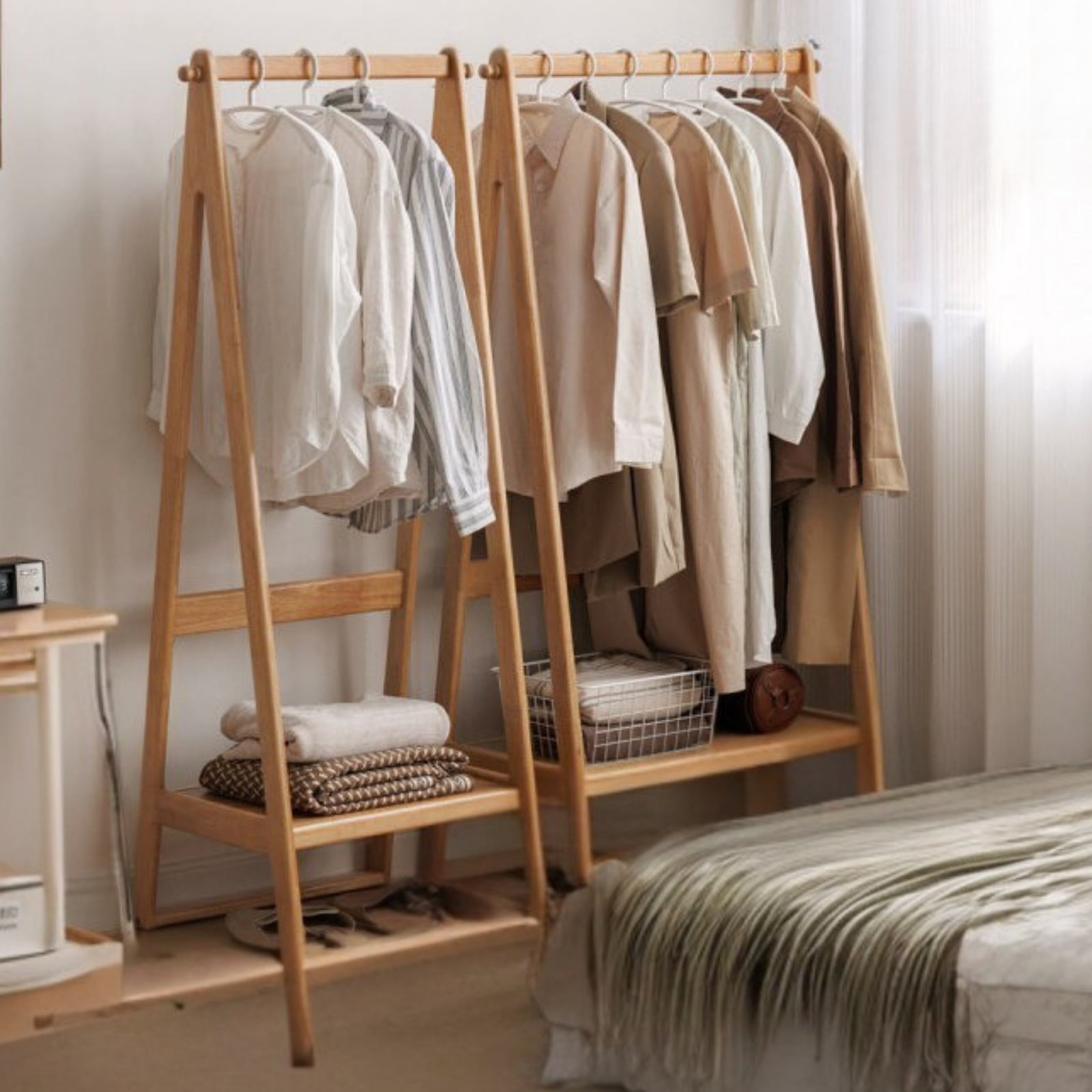 Solid Rubberwood Nordic Minimalist Standing Hanger