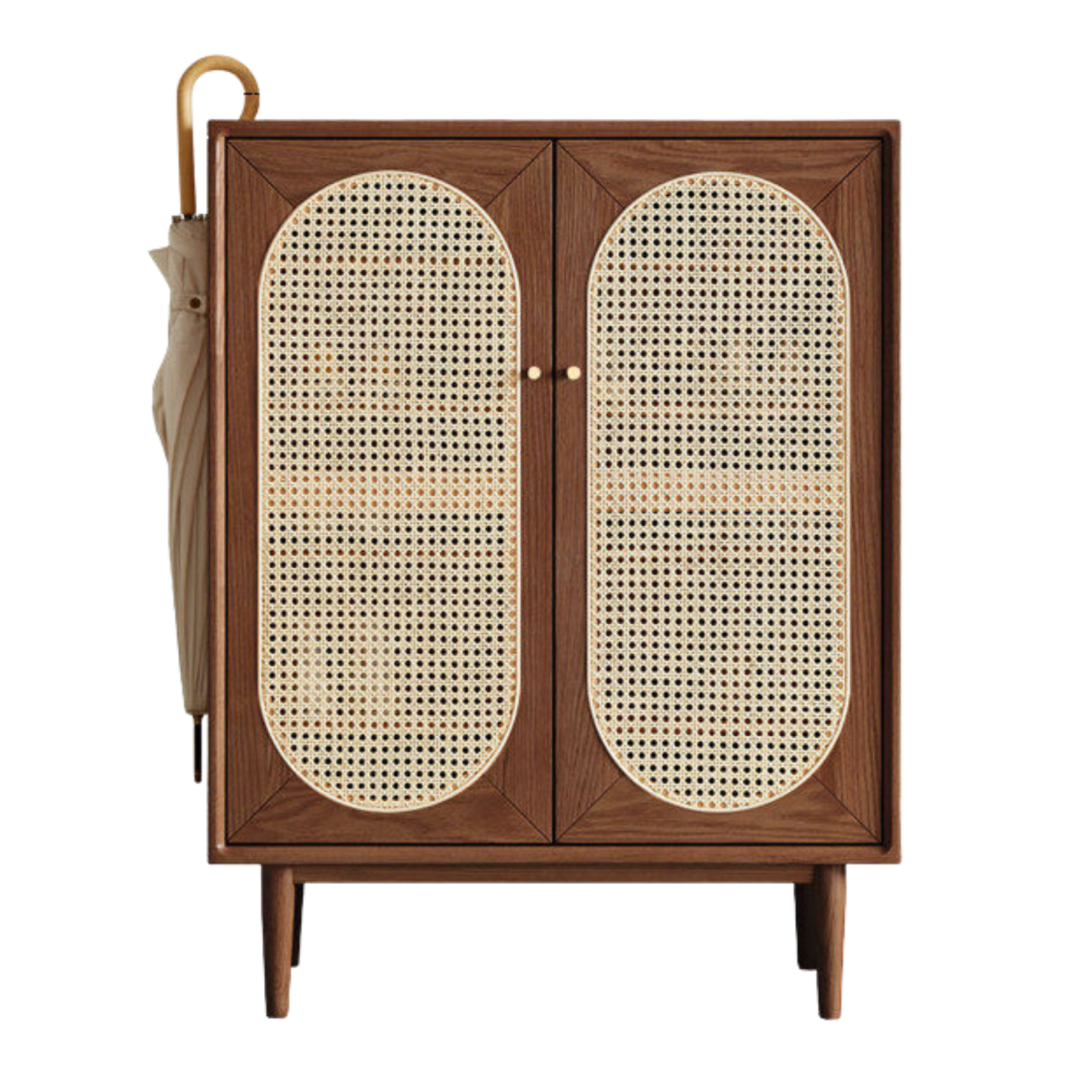 Oak Solid Wood Rattan Shoe Cabinet