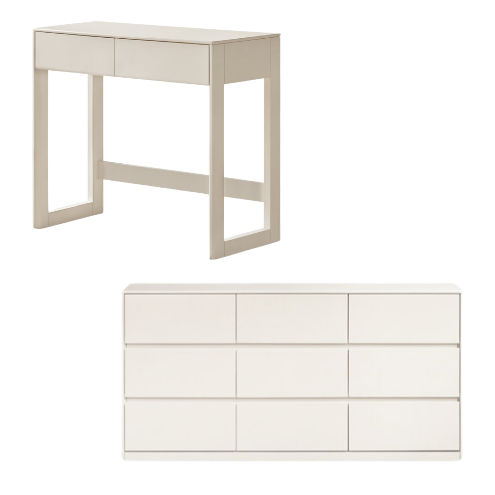 Solid Rubberwood White Cream Wind Vanity Table