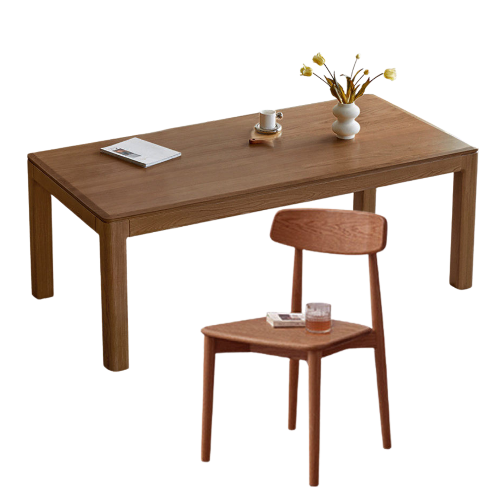 Black Walnut, Ash, Red Oak, Sandalwood Solid Wood Large Dining Table