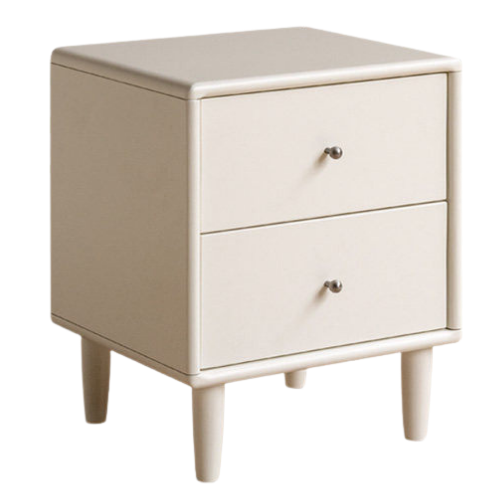 Solid RubberWood White Cream Style Nightstand