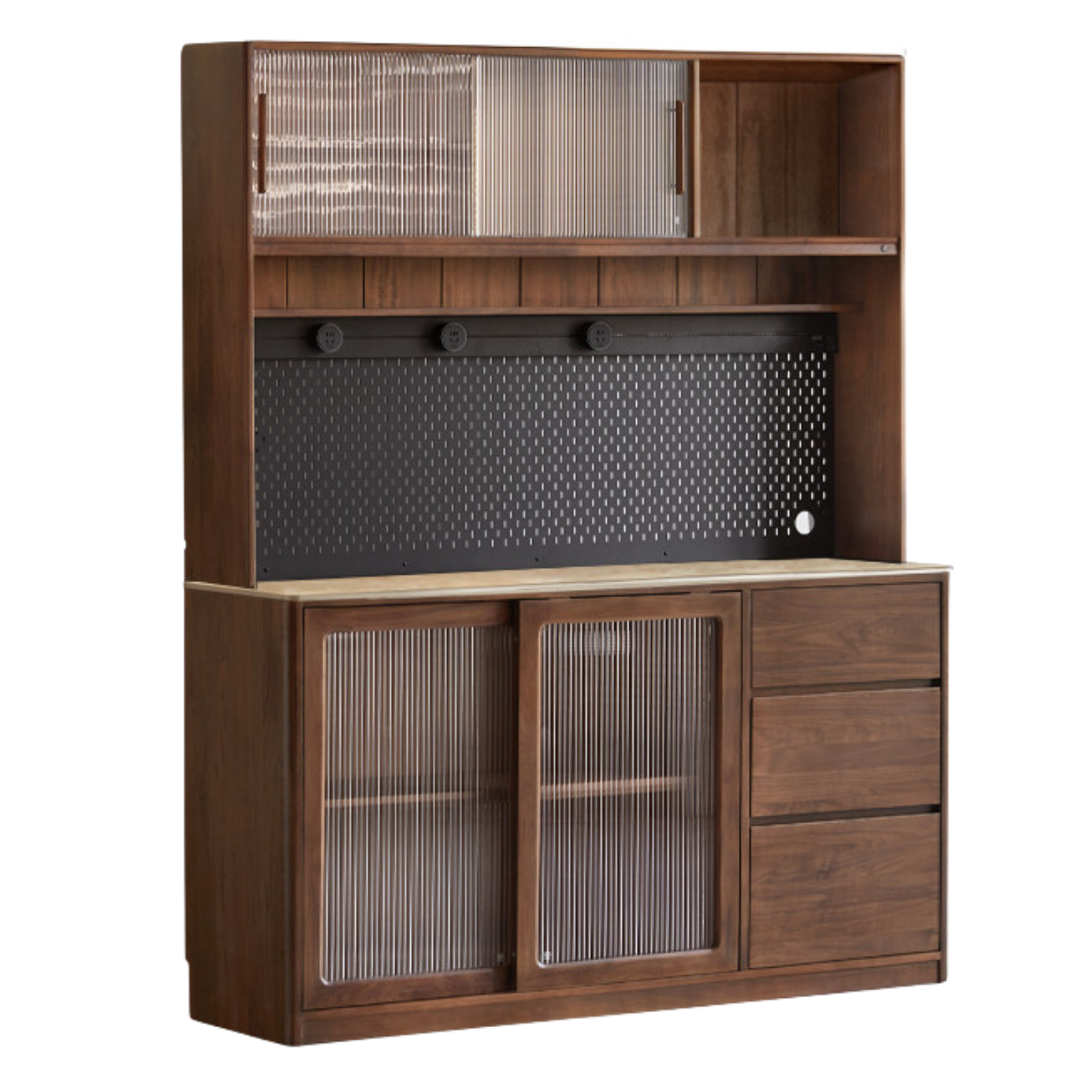 Black Walnut, Ash, Sandalwood Solid Wood Sideboard Hole Storage