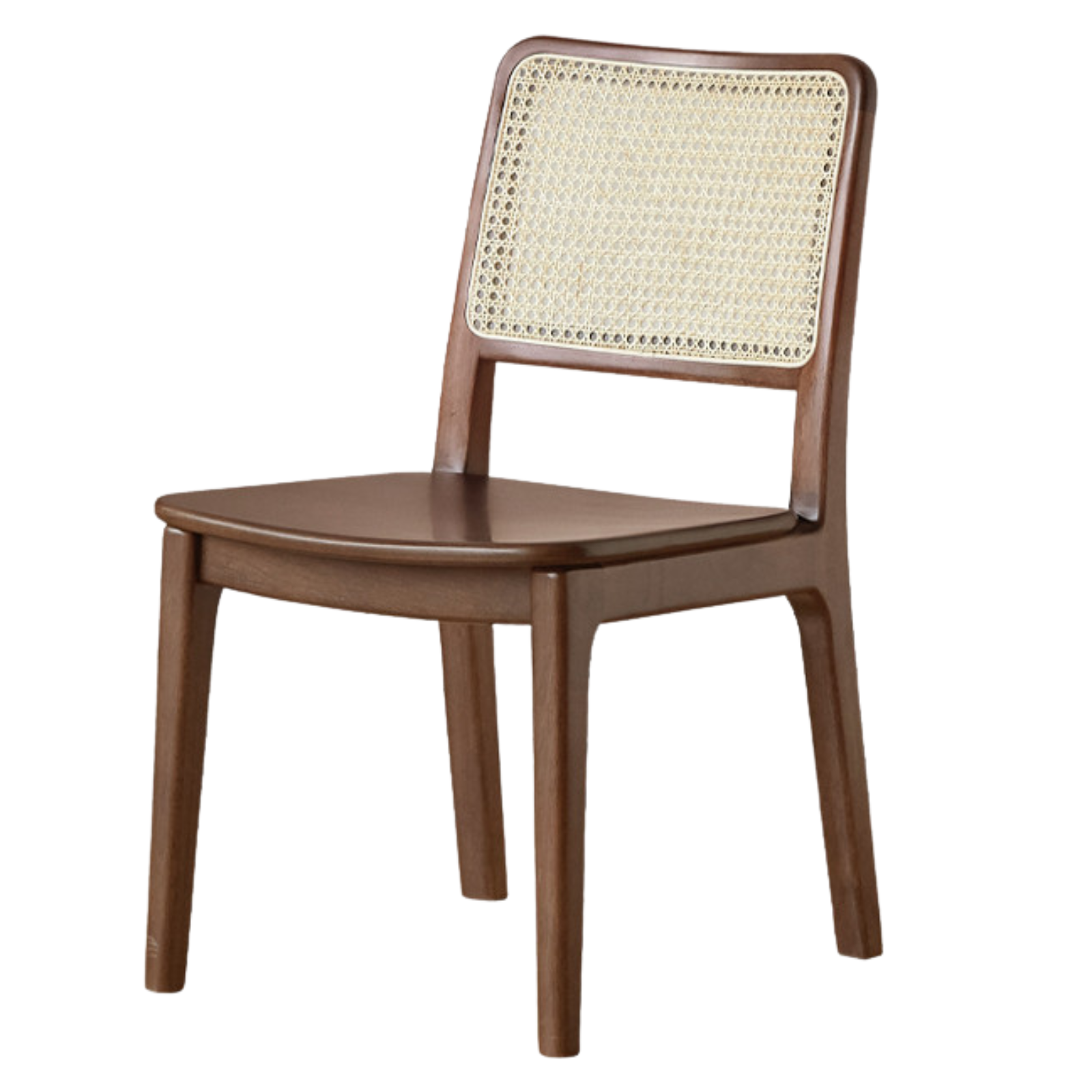 Set 4 pcs Black Walnut, Oak, Beech, Sandalwood Solid Wood Retro Rattan Chair