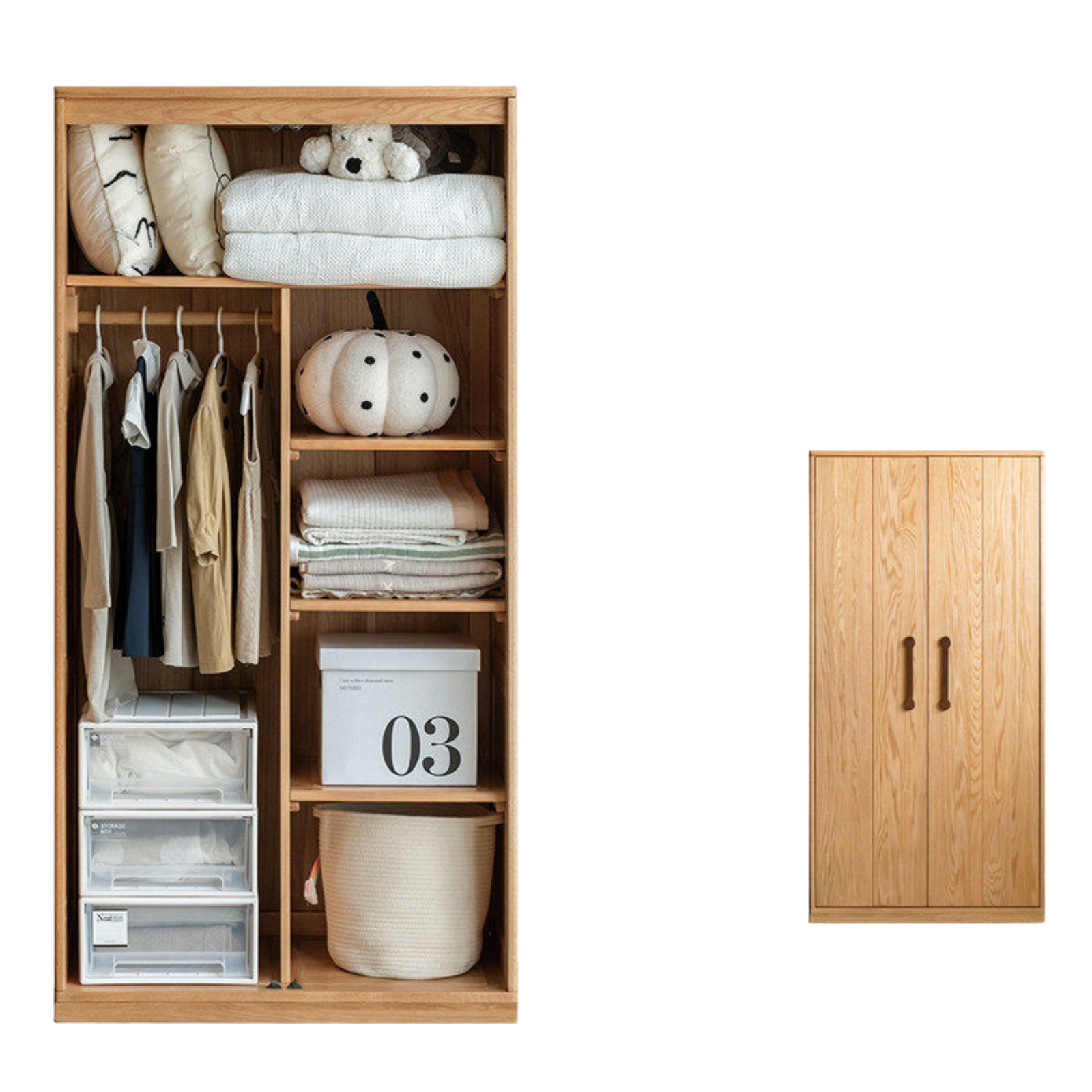Oak Solid Wood Kids Wardrobe
