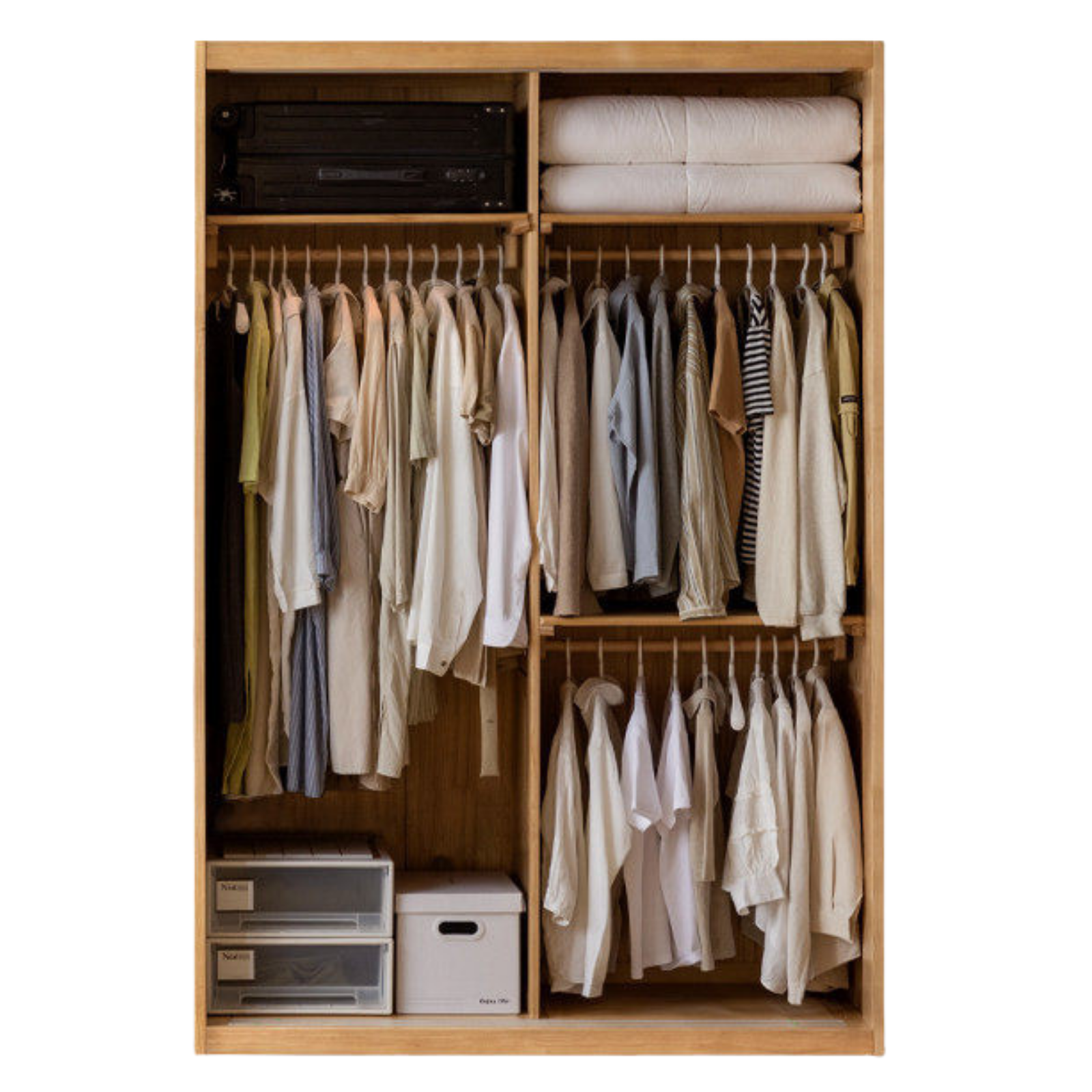 Ash Solid Wood Modern Wardrobe With Sliding Doors