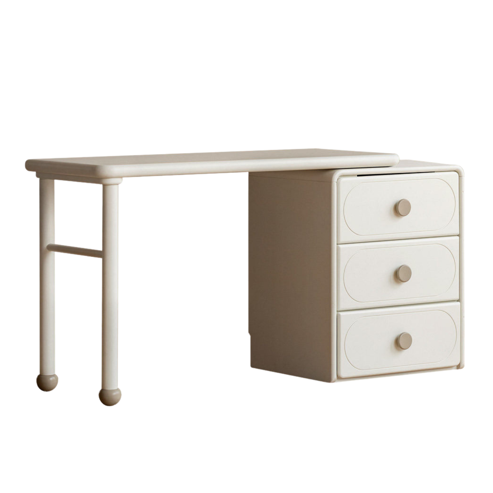 Poplar, Rubber Solid Wood Cream Style Retractable Kids Double Desk