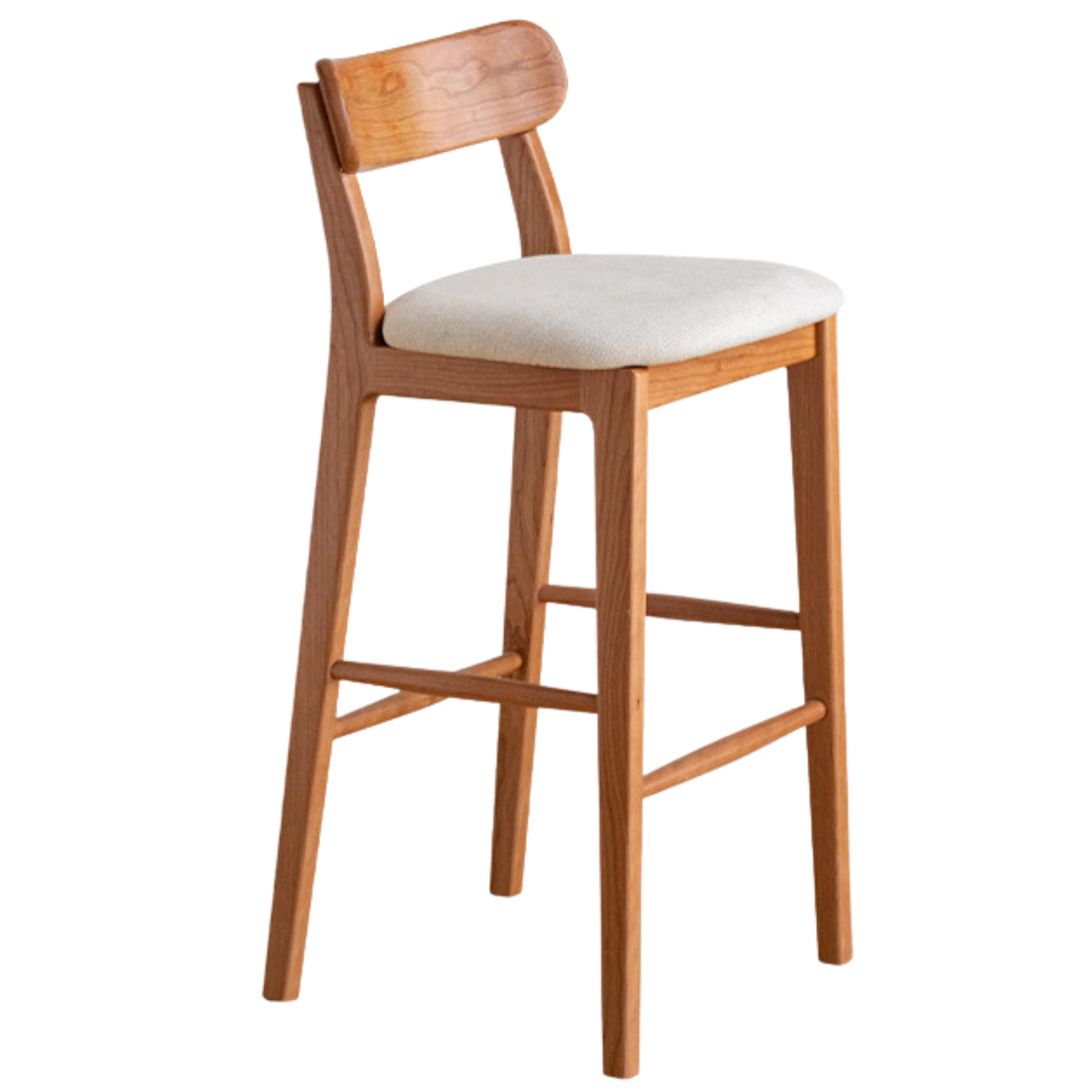 Set 3 pcs Cherry, Ash Solid Wood Modern Bar Stool, Height Chair for Kitchen Island