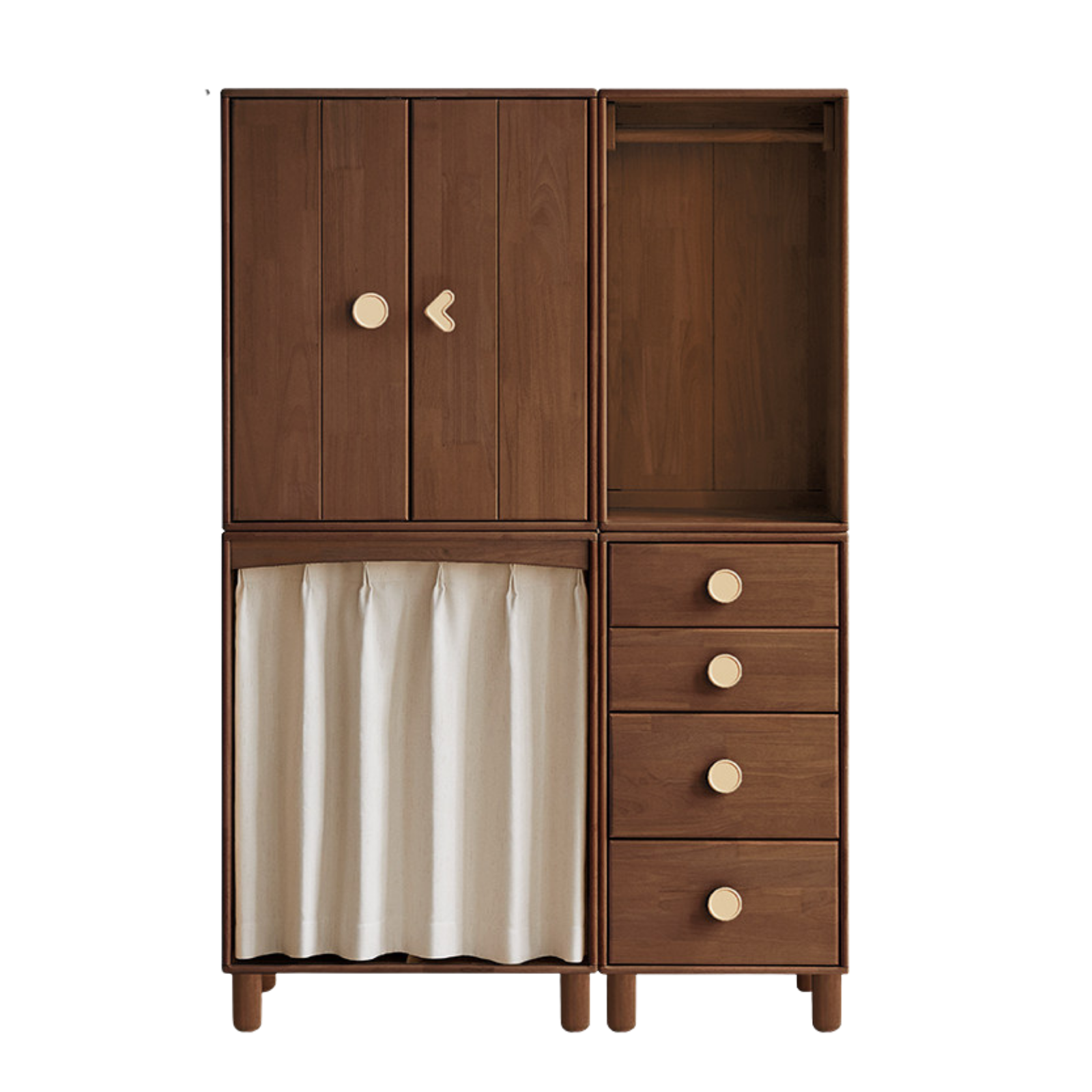 Solid Rubberwood Children's Wardrobe Combination