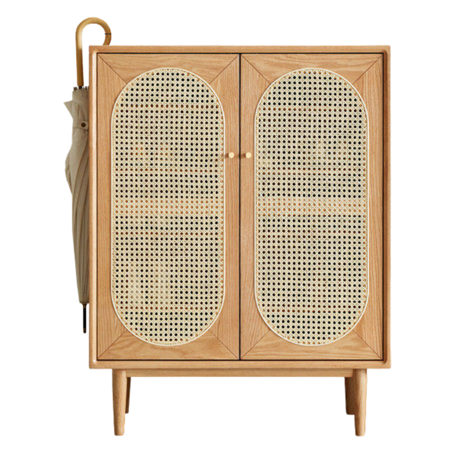 Oak Solid Wood Rattan Shoe Cabinet