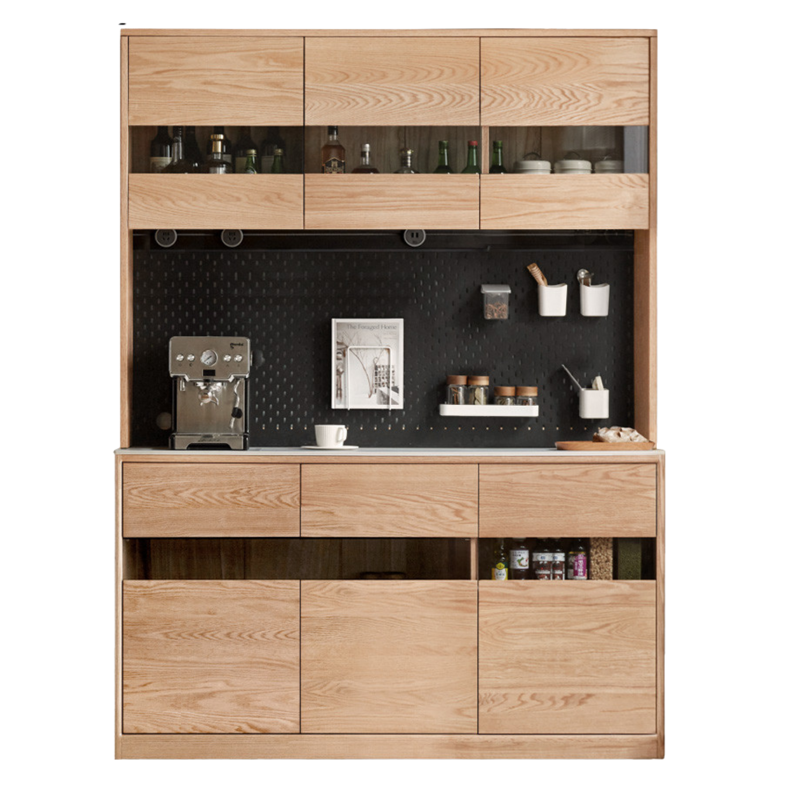 Oak, Ash Solid Wood Sideboard Modern Buffet Cabinet