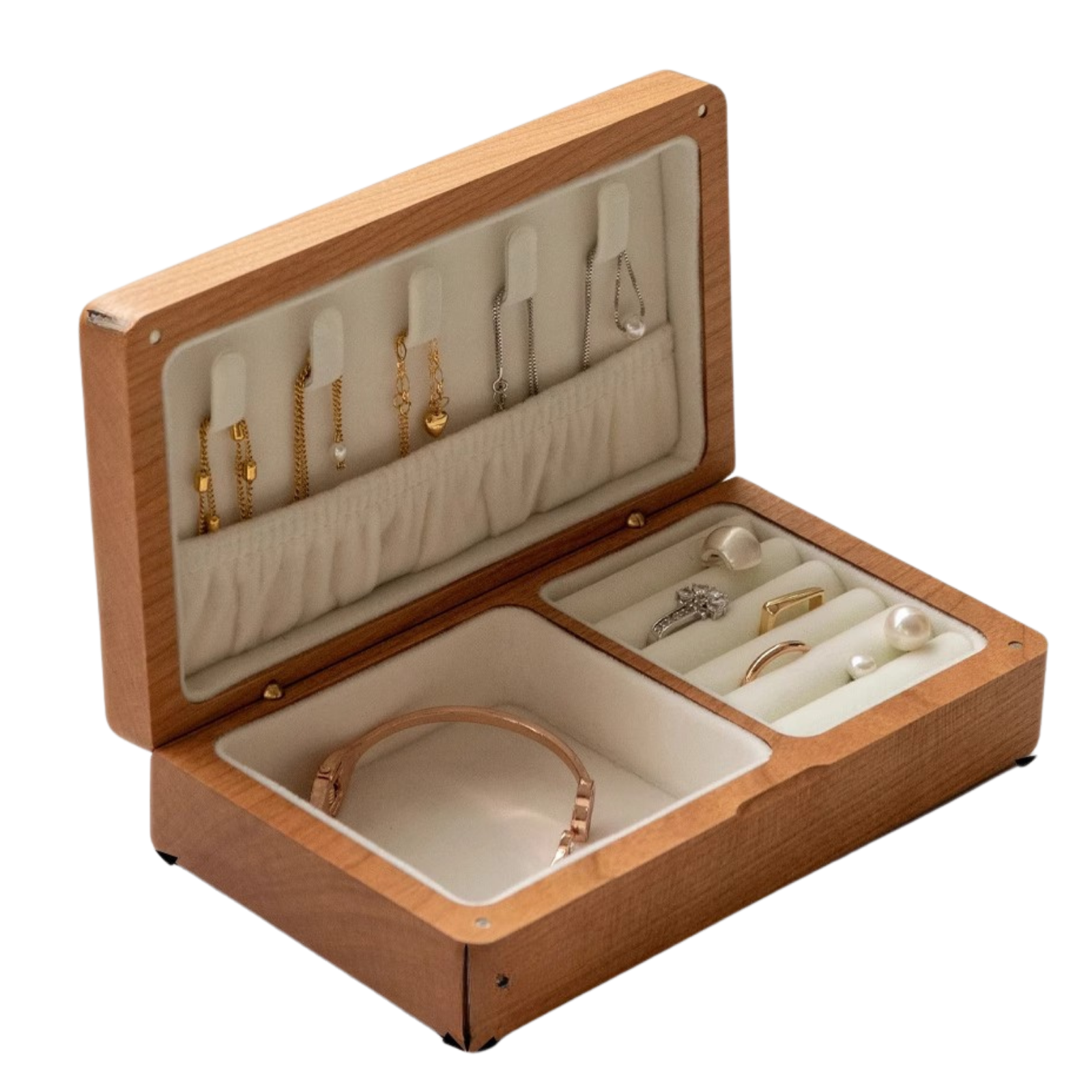 Black Walnut, Cherry Solid Wood Jewelry Box