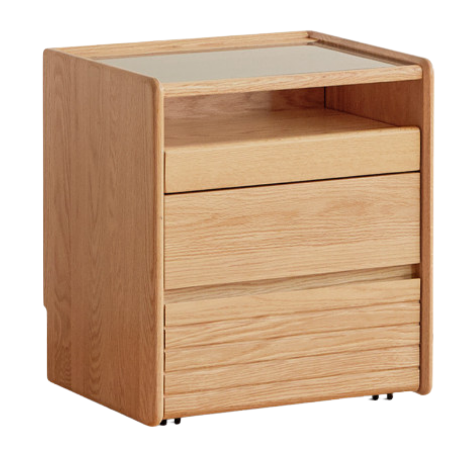 Ash, Oak Solid Wood Movable Glass Small Nightstand