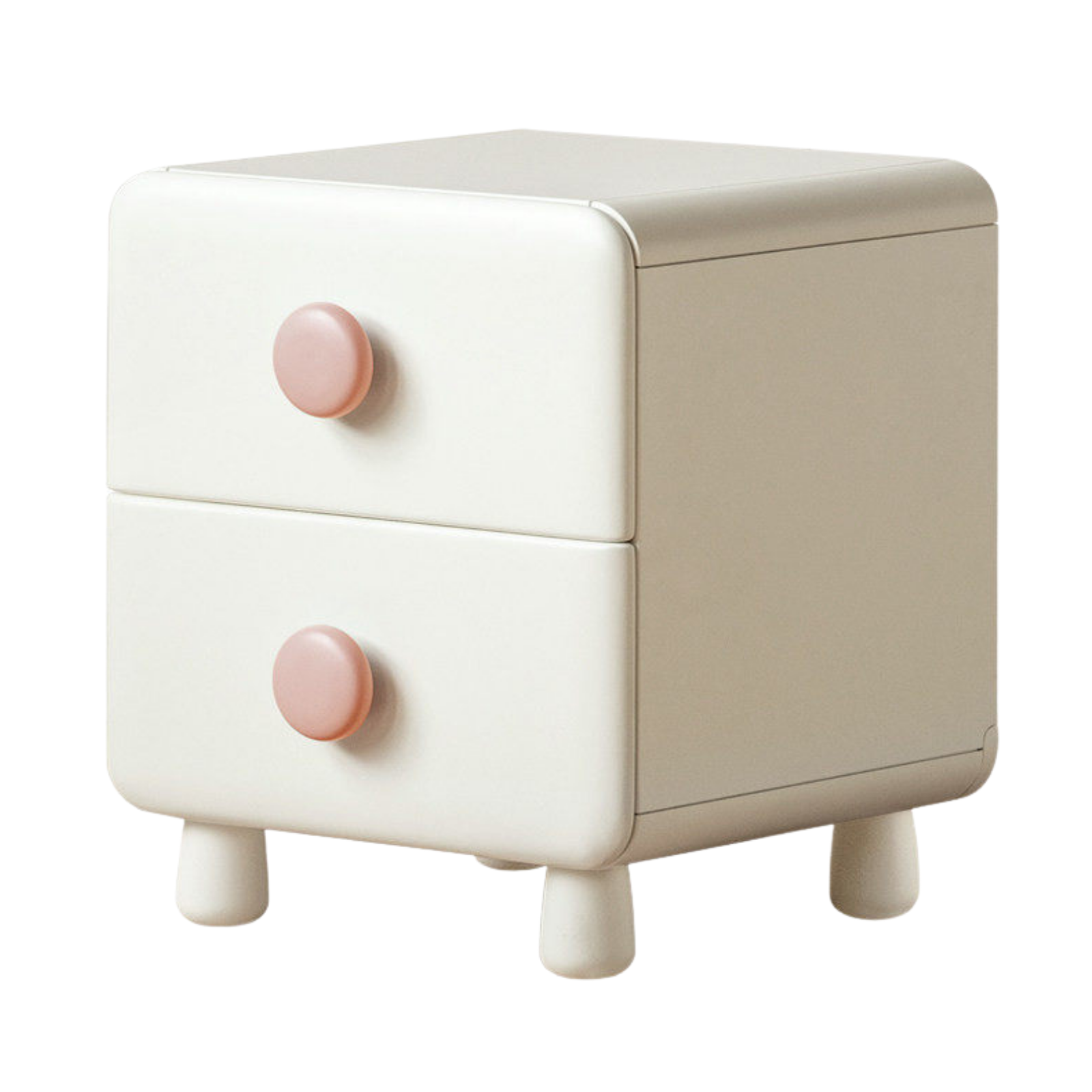 Rubber Solid Wood Cream Style Locker Kids Nightstand