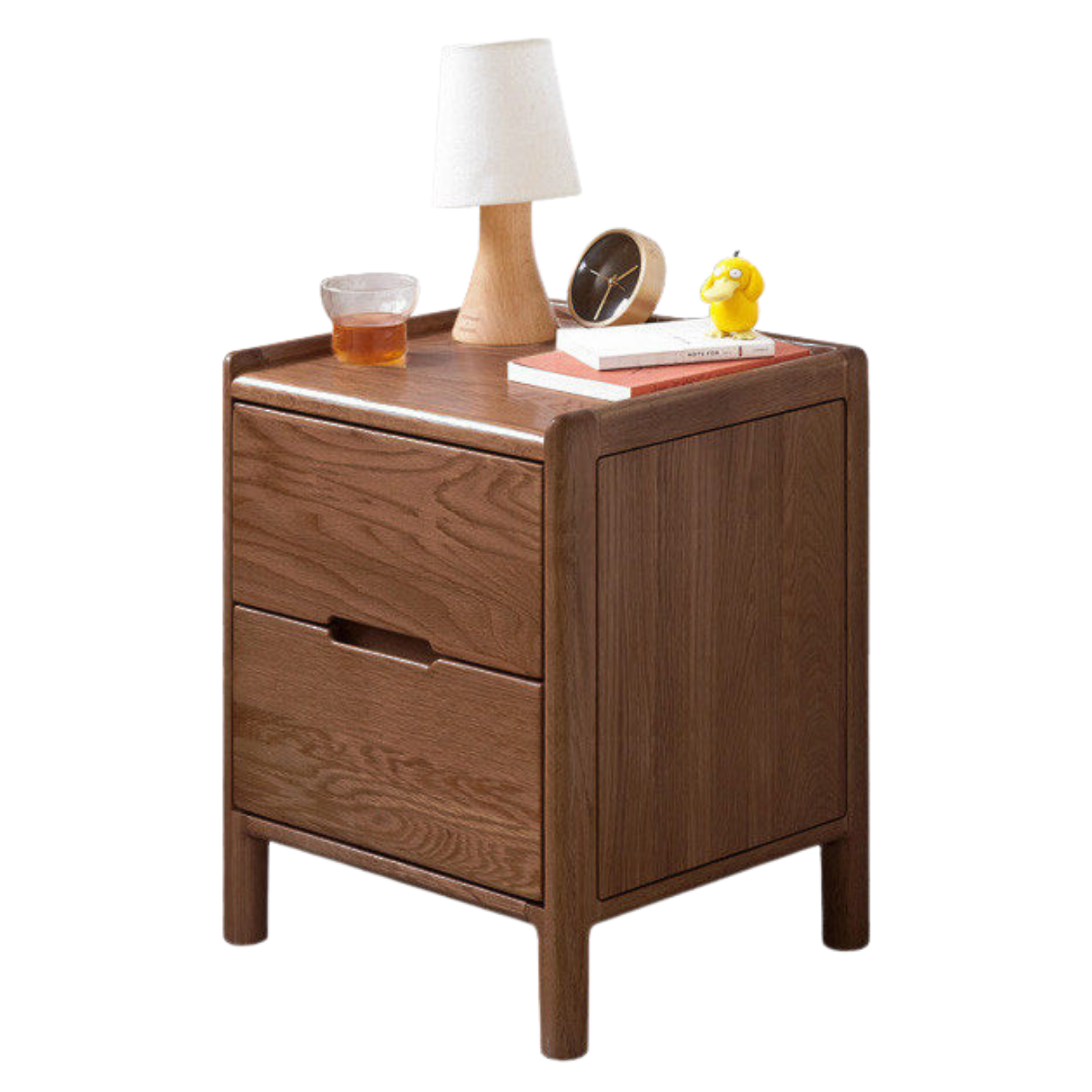 Oak Solid Wood, Solid Rubberwood Nordic Style Nightstand