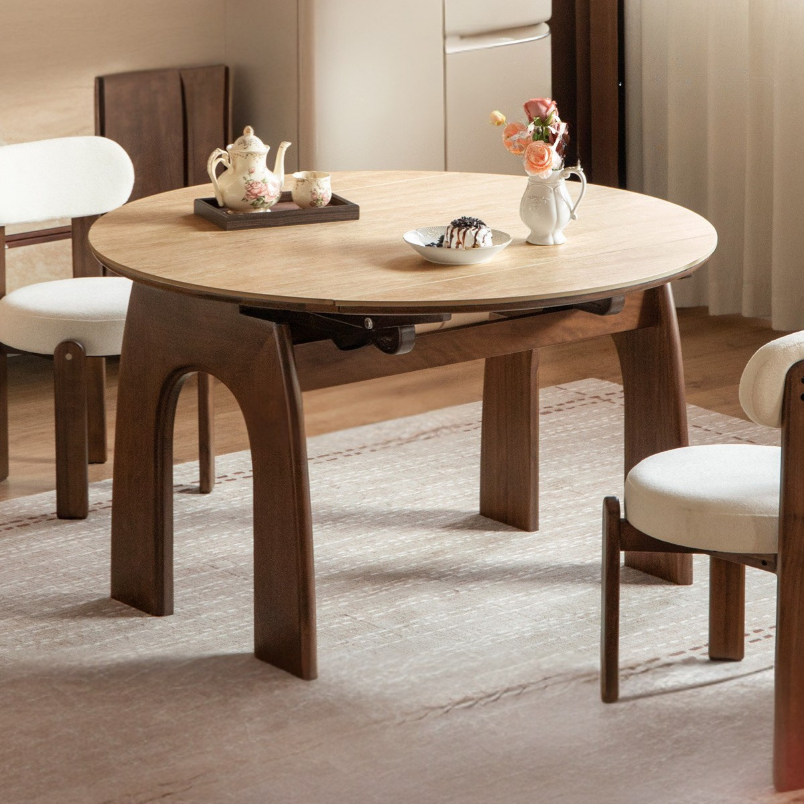 Black Walnut Solid Wood Round Dining Table