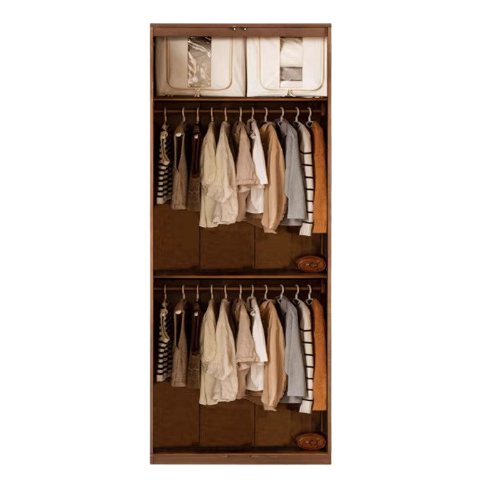 Black Walnut Solid Wood Wardrobe Combination Storage Cabinet.