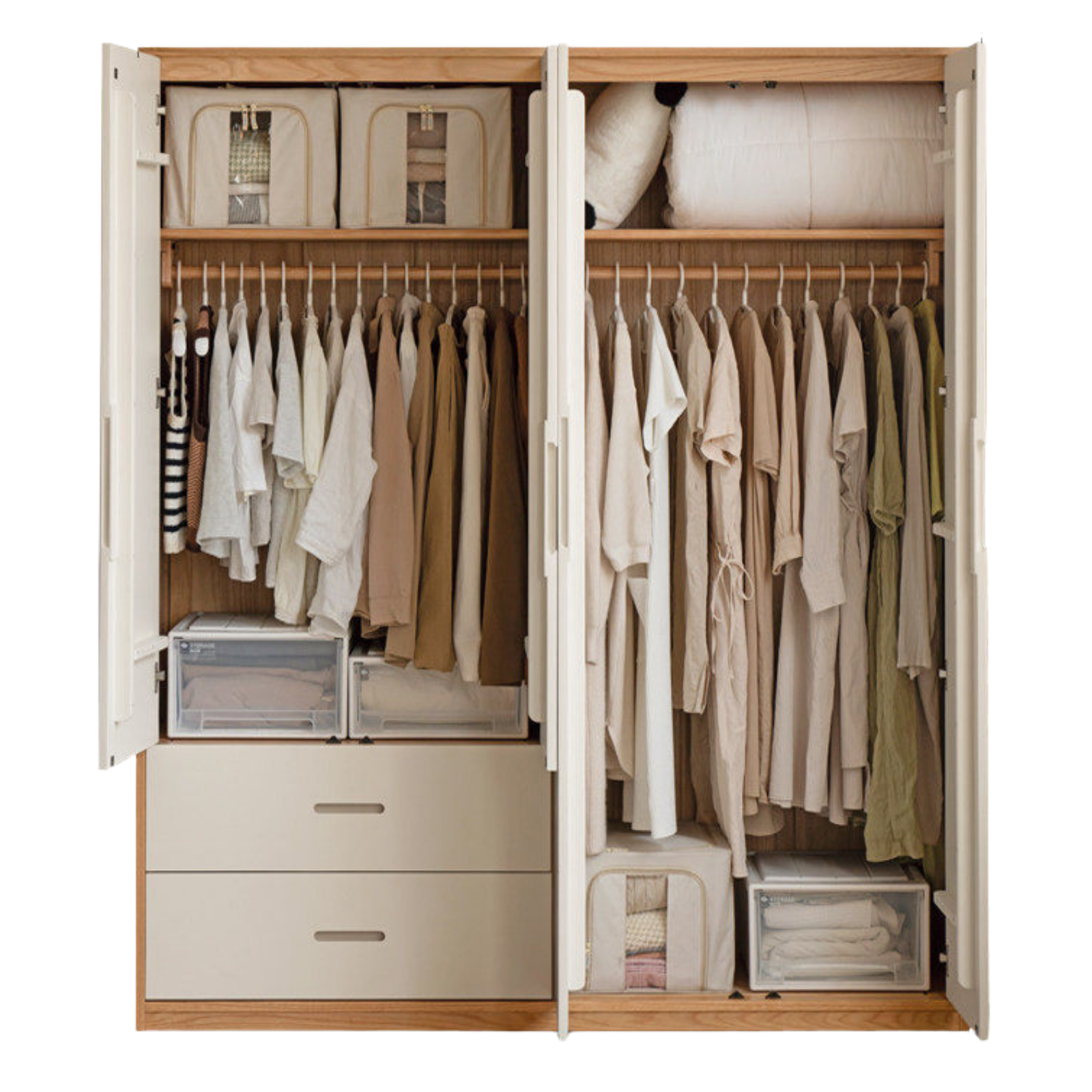 Oak Solid Wood Wardrobe Floor Combination Cabinet.