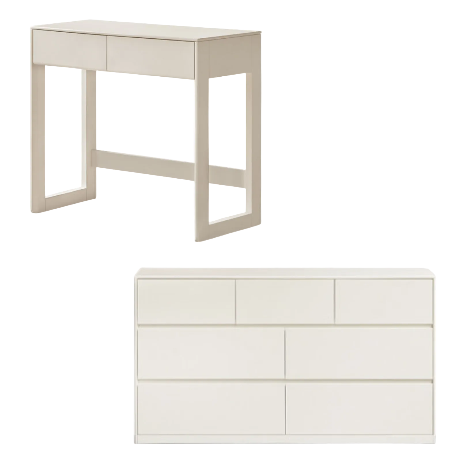 Solid Rubberwood White Cream Wind Vanity Table